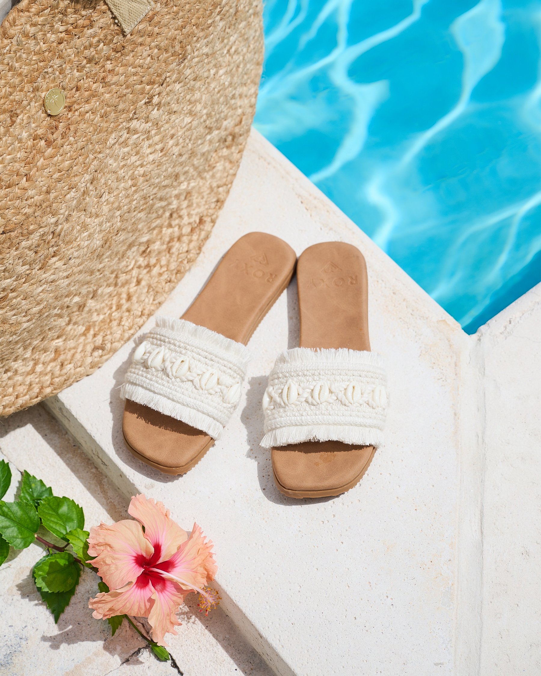 ROXY Positano Slide Beige and white 13901837 - View1