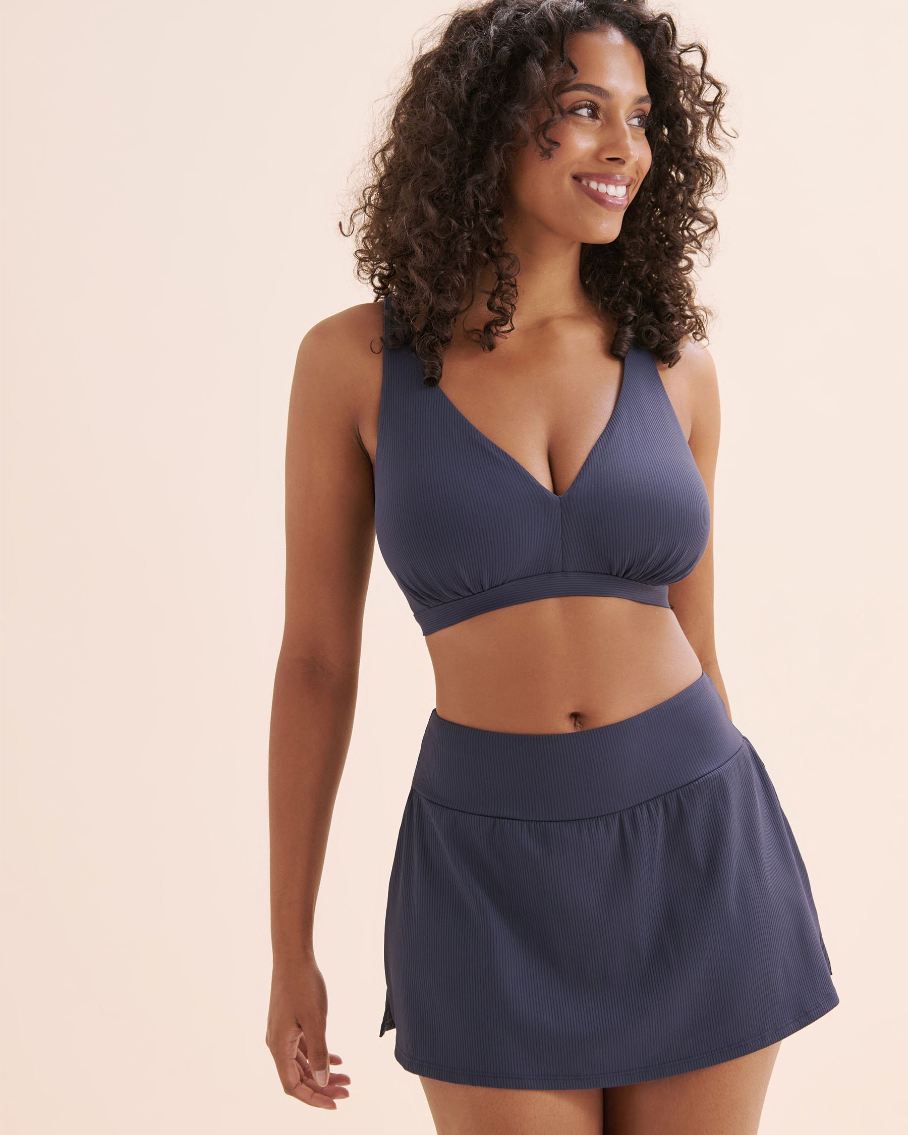 EAU DE SEA Ribbed D Cup Bralette Bikini Top Mood Indigo Blue 01200119 - View1