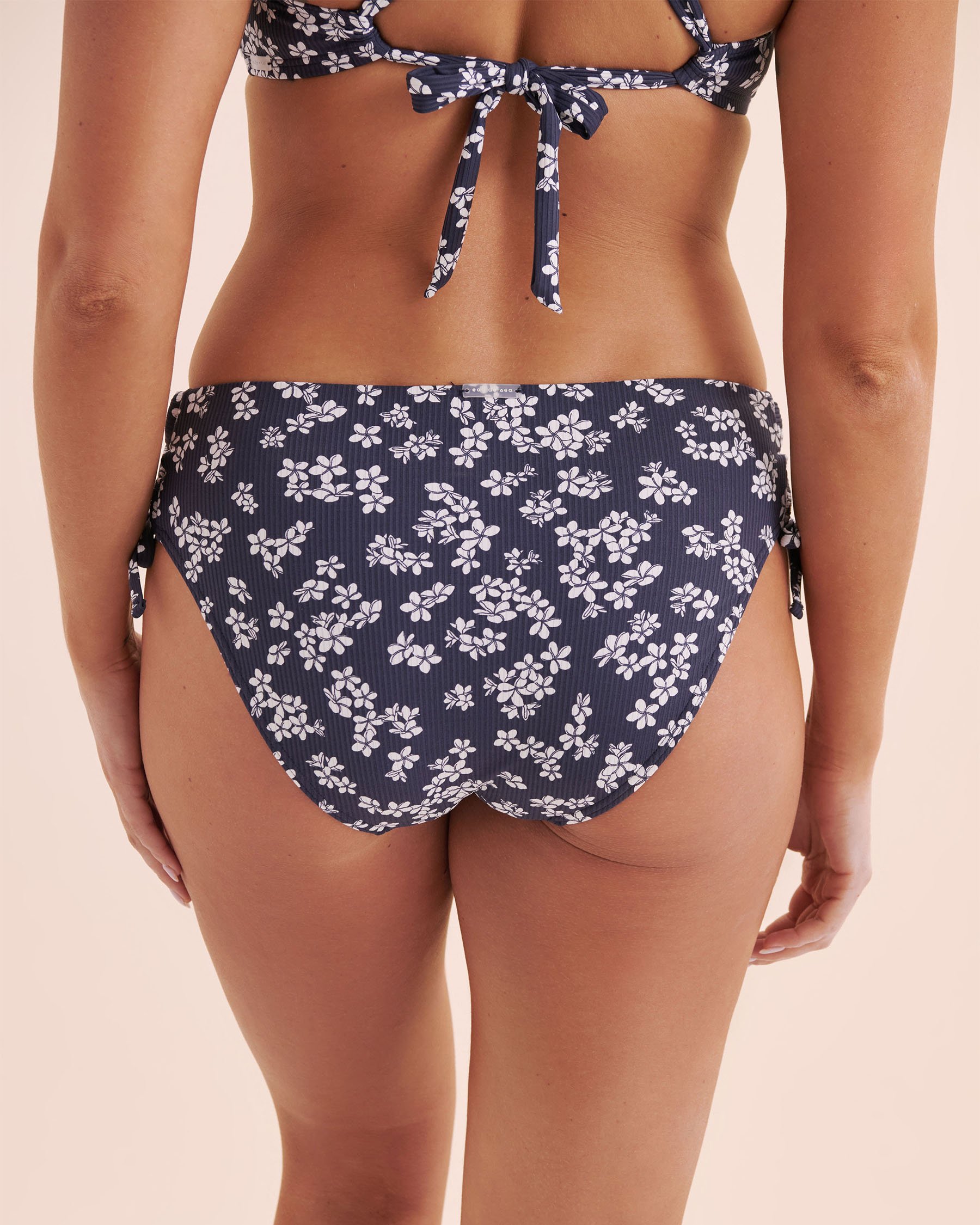 EAU DE SEA Ribbed Side Tie Bikini Bottom Blue and white 01300499 - View2