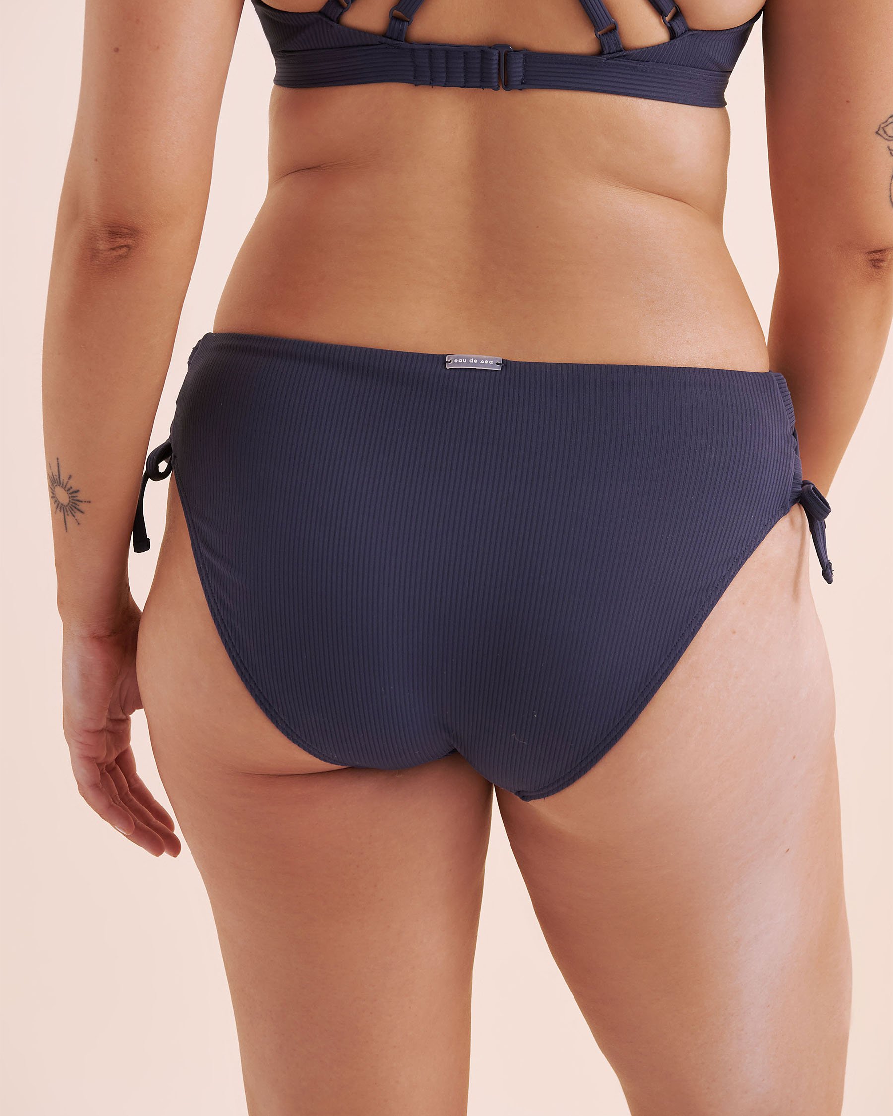 EAU DE SEA Ribbed Side Tie Bikini Bottom Mood Indigo Blue 01300499 - View5