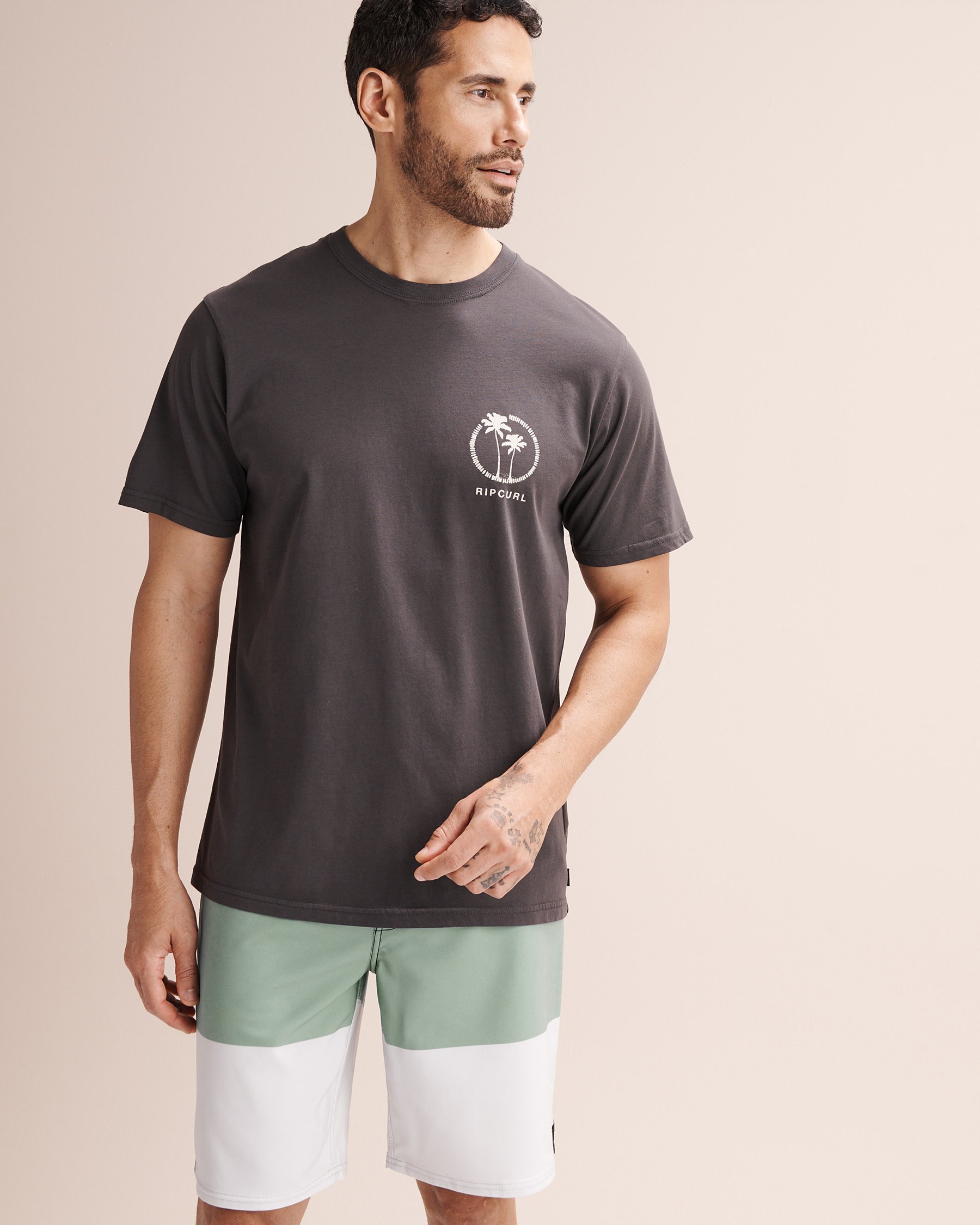 RIP CURL Mod Cali Two Palms T-Shirt Black 0SPMTE - View1