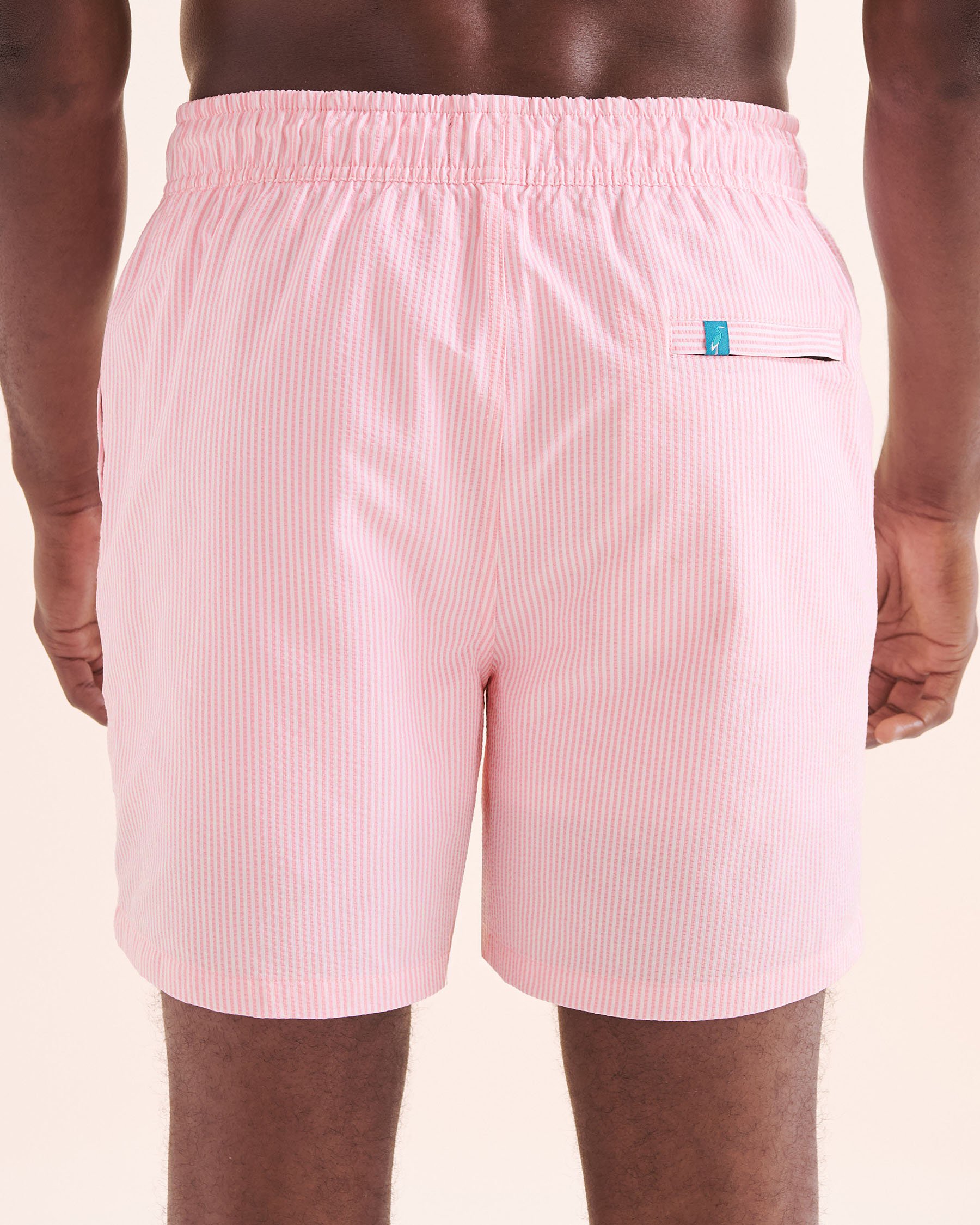 SHORELINE SEVEN Long Liner Seersucker Volley Swimsuit Pink and white 03100066 - View7