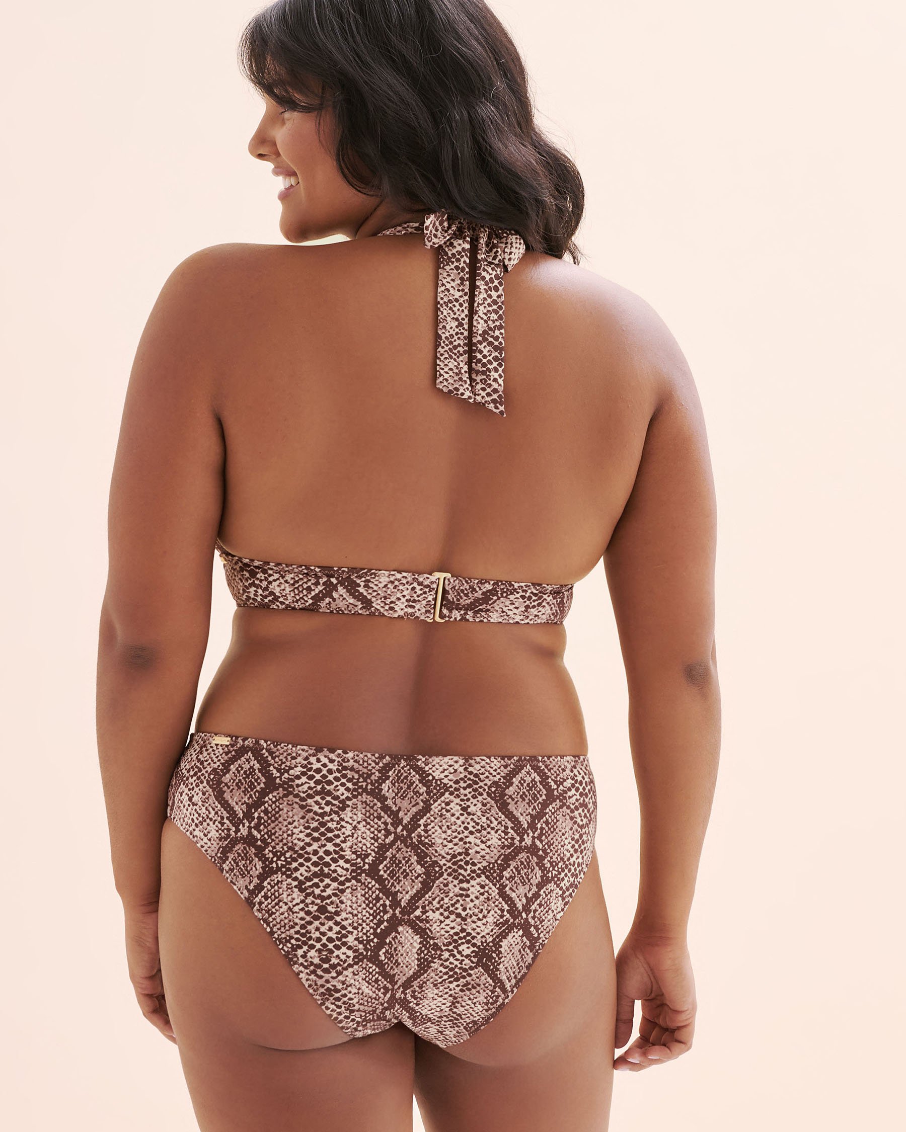 SANTEMARE V-Shaped Jewel Triangle Bikini Top Brown 01100490 - View5