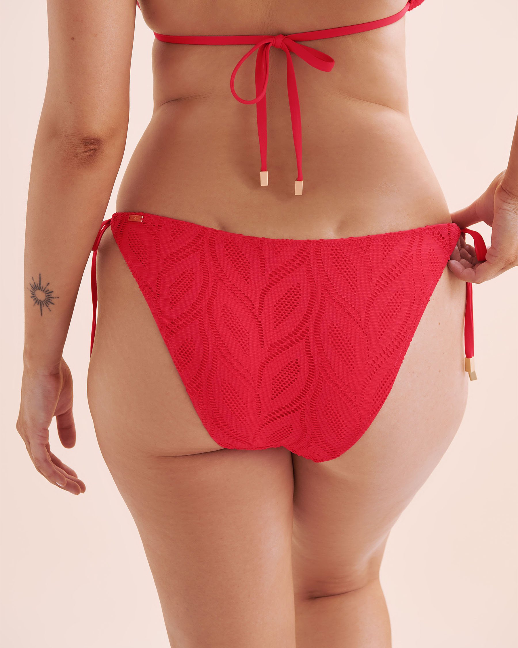 SANTEMARE Lace Brazilian Bikini Bottom Red 01300518 - View5
