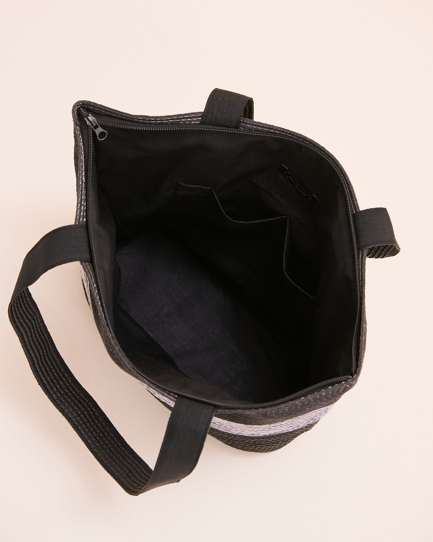 SARAJANE Stripe Beach Bag Black and white 25SJ3639 - View2