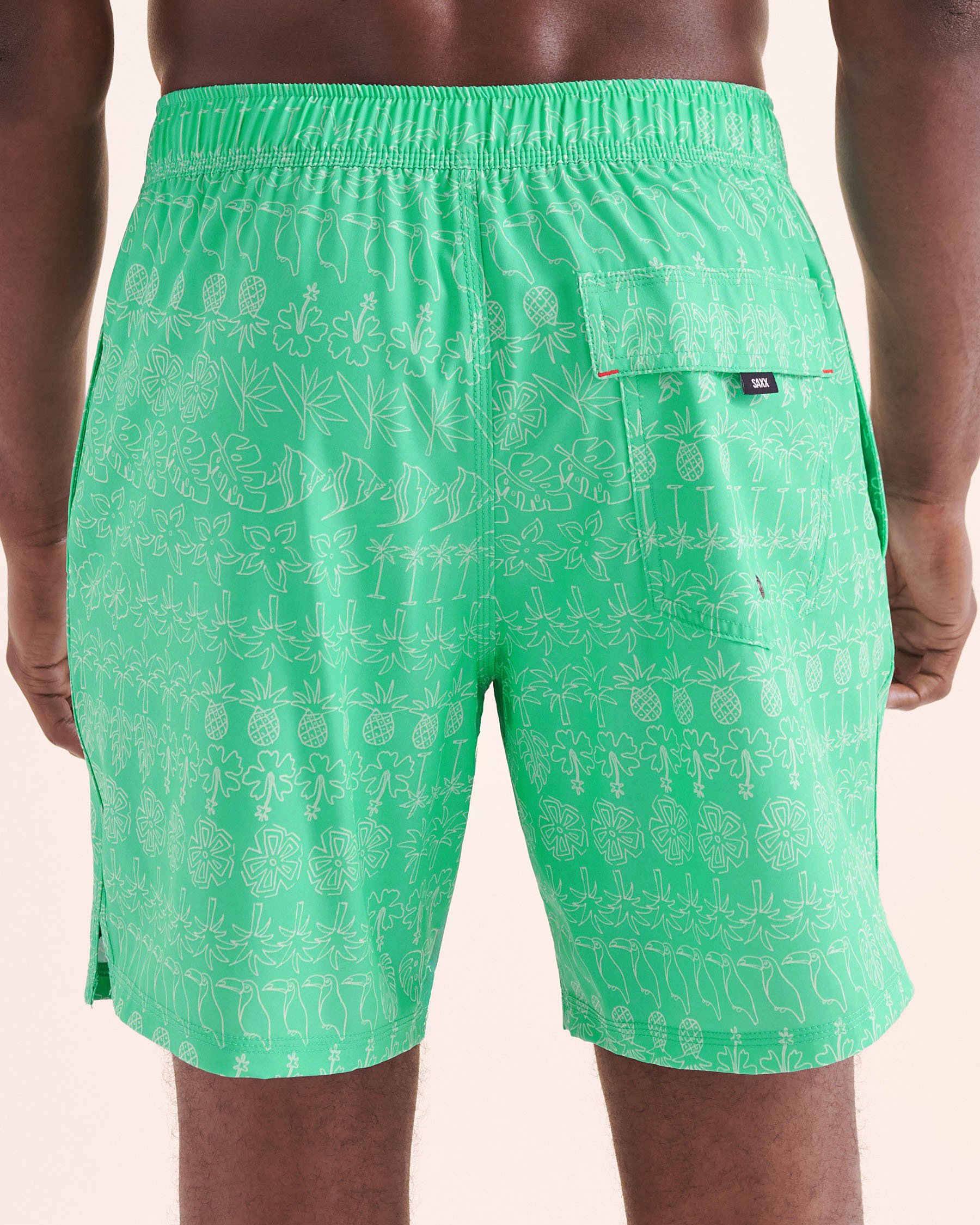 SAXX Oh Buoy 2 in 1 Volley Swimsuit Green and white SXSW04L - View2