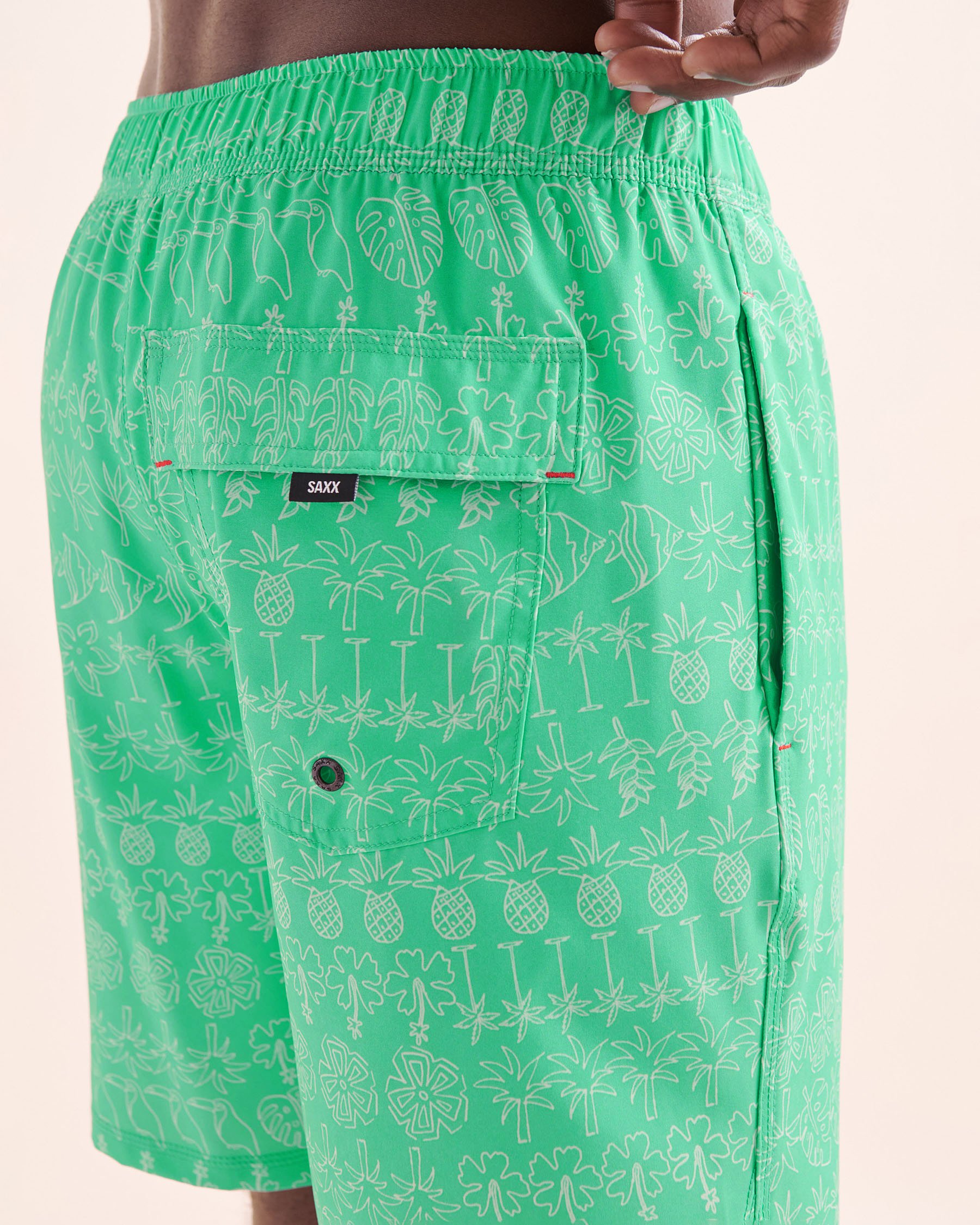 SAXX Oh Buoy 2 in 1 Volley Swimsuit Green and white SXSW04L - View4