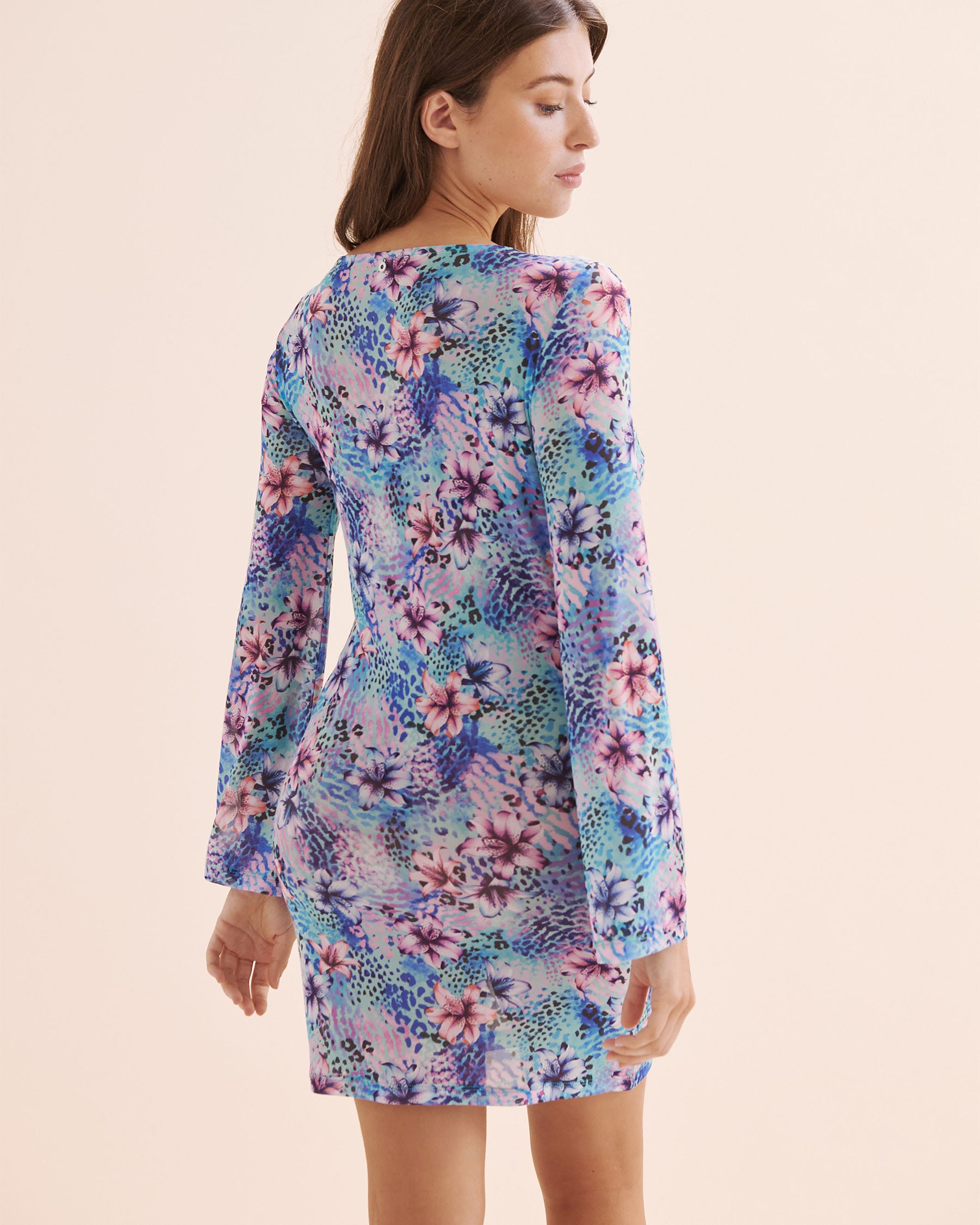 SEATONIC Robe à manches longues en résille Bleu, rose, mauve 02300180 - View2