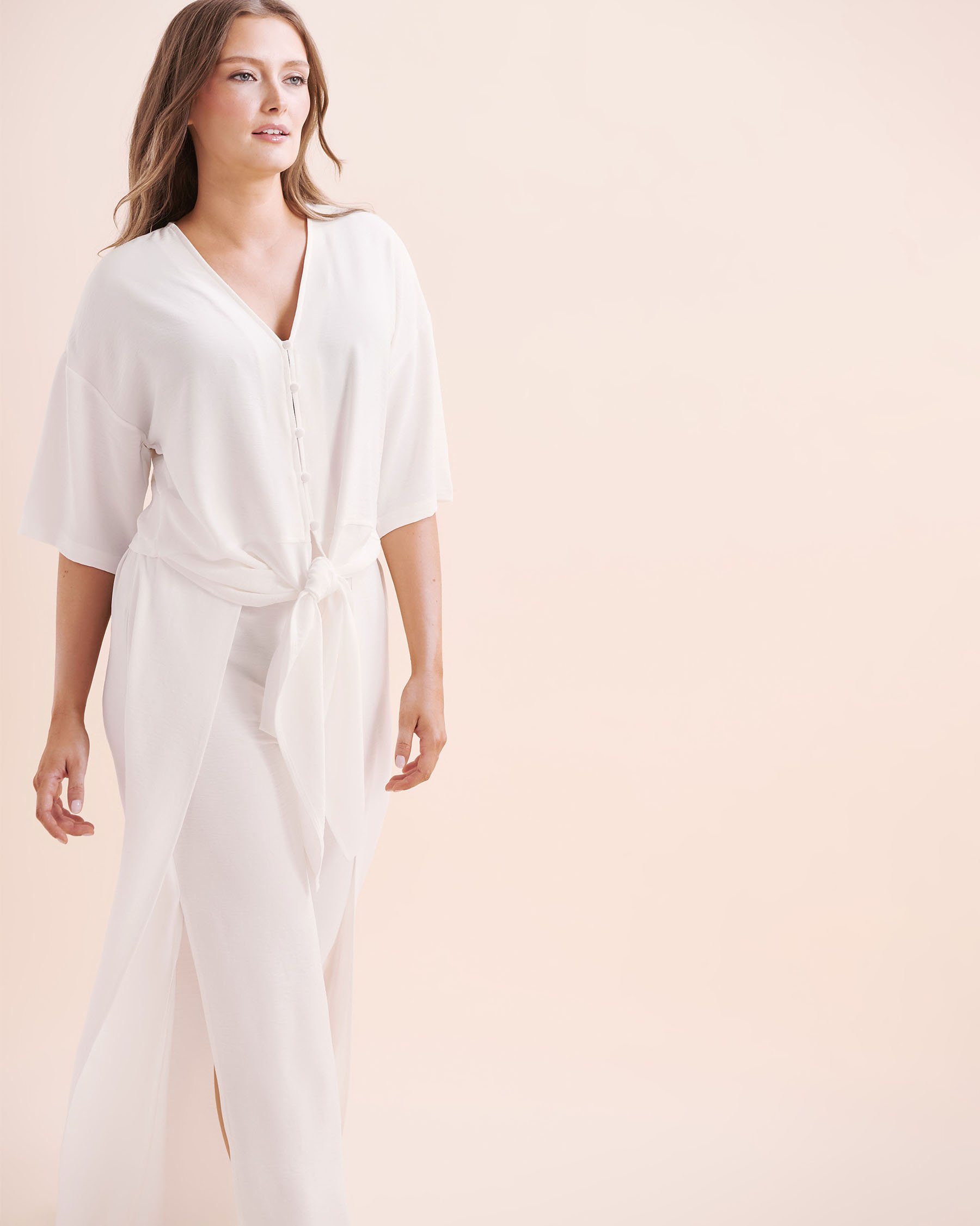 EVERYDAY SUNDAY Chemise de plage à manches courtes noué Blanc ESBEAW05868 - Voir8