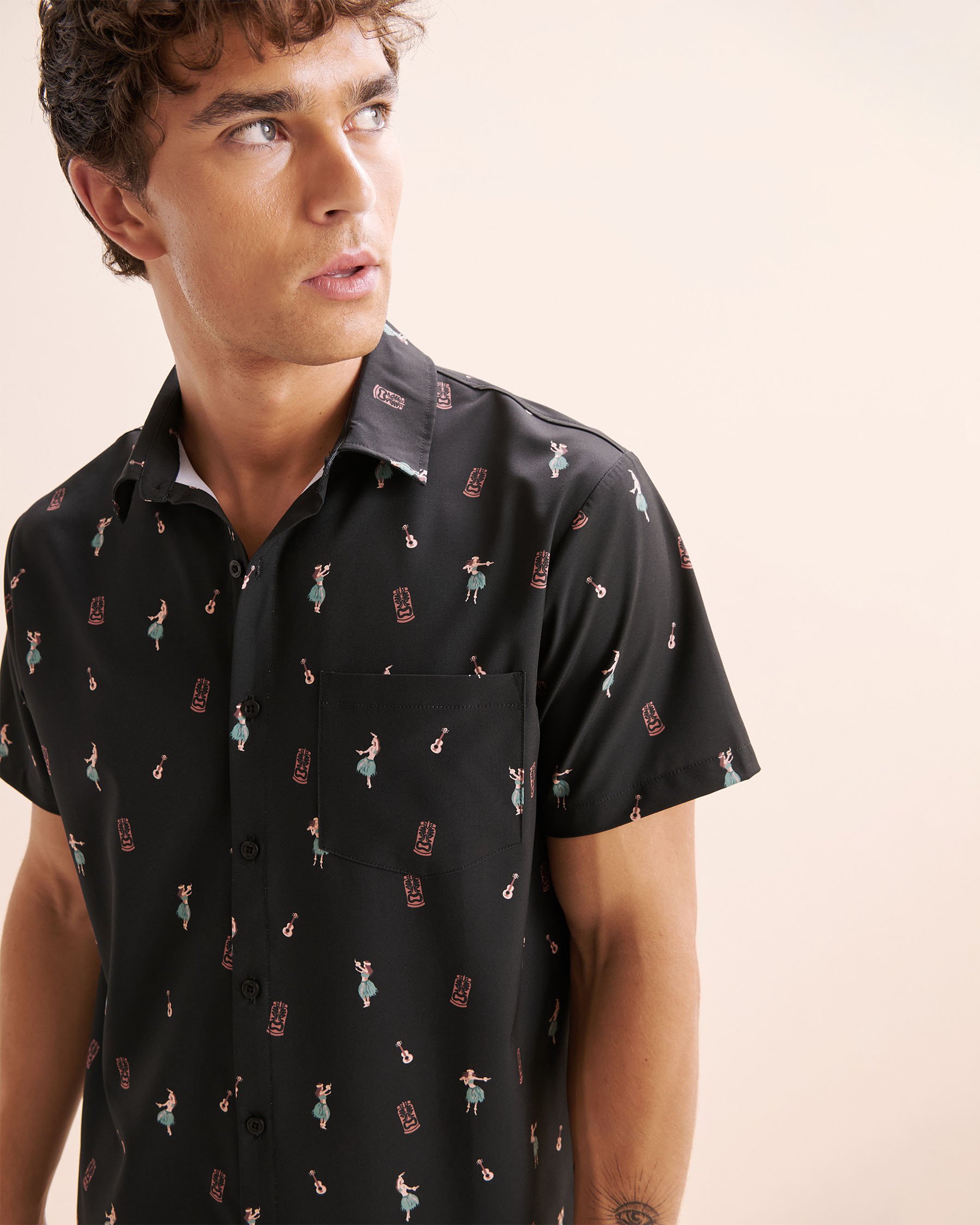 HAMABE Short Sleeves Shirt Black 04100048 - View5