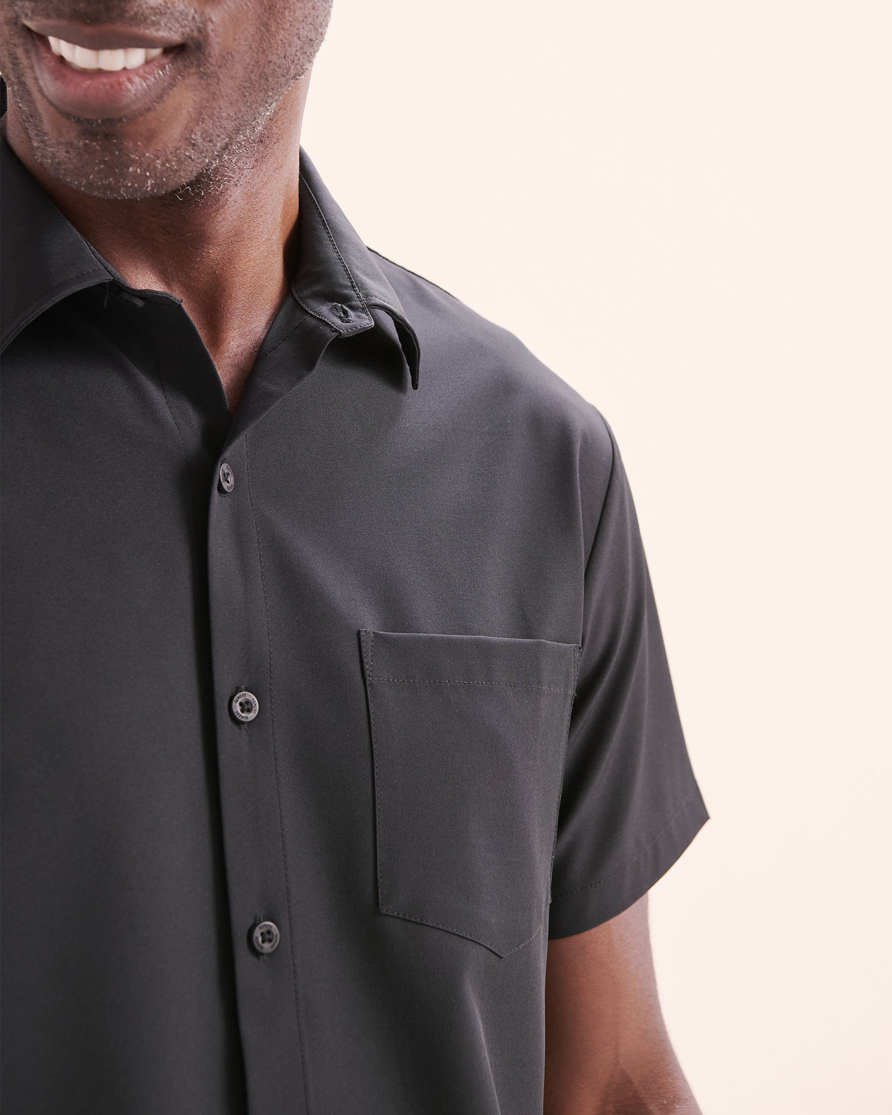 HAMABE Short Sleeves Shirt Black 04100056 - View3