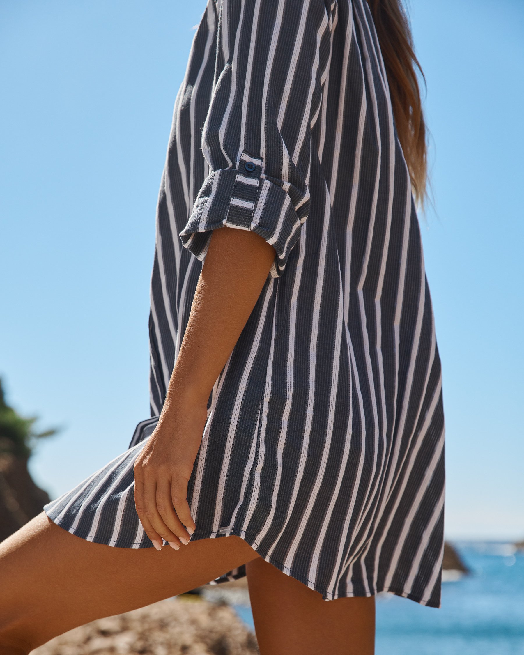 EAU DE SEA Striped Textured Shirt Blue and white 02100044 - View4