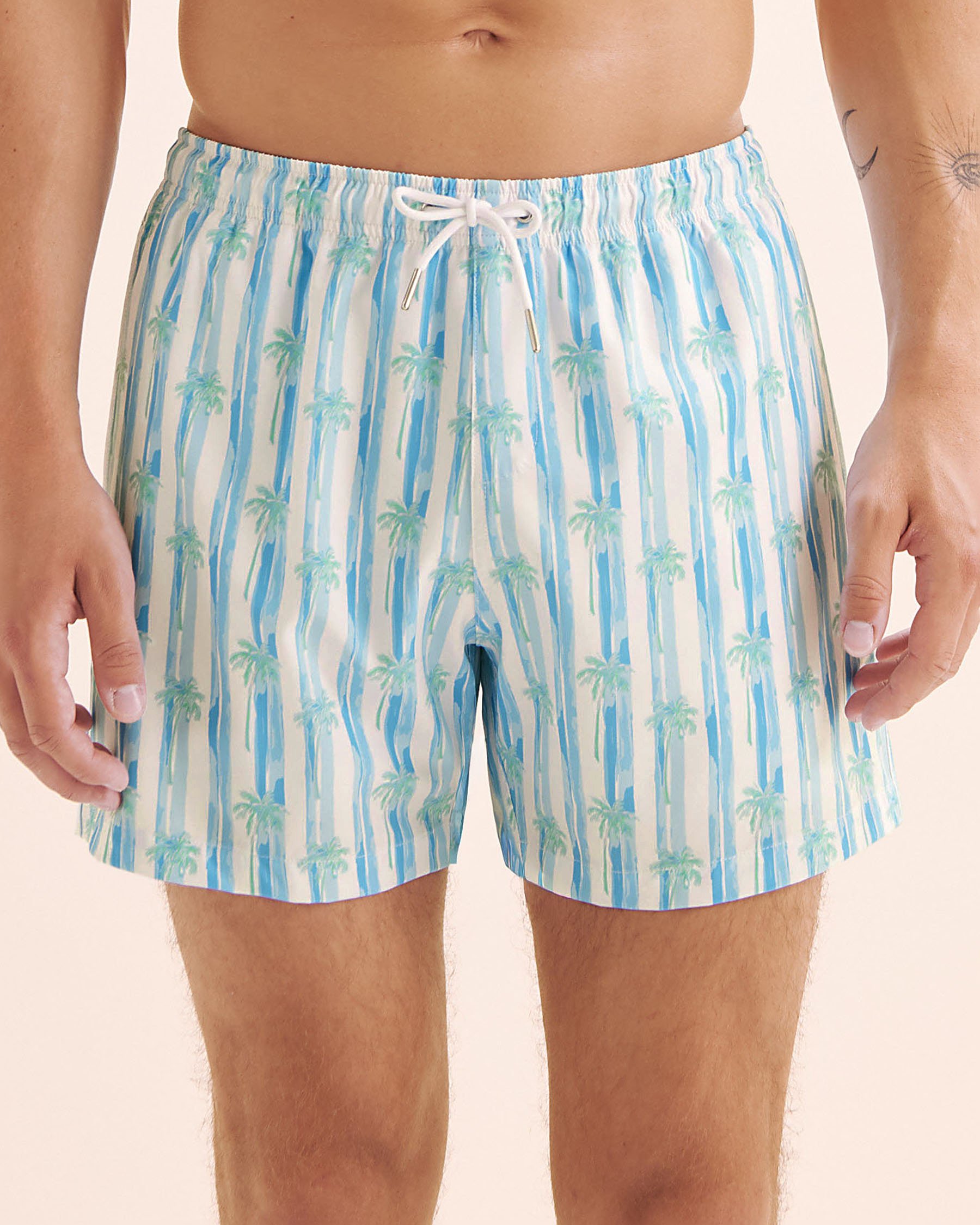 BERMIES Stripes Tree Classic Long Liner Swimsuit White, blue, green STRE-CLAL - View1