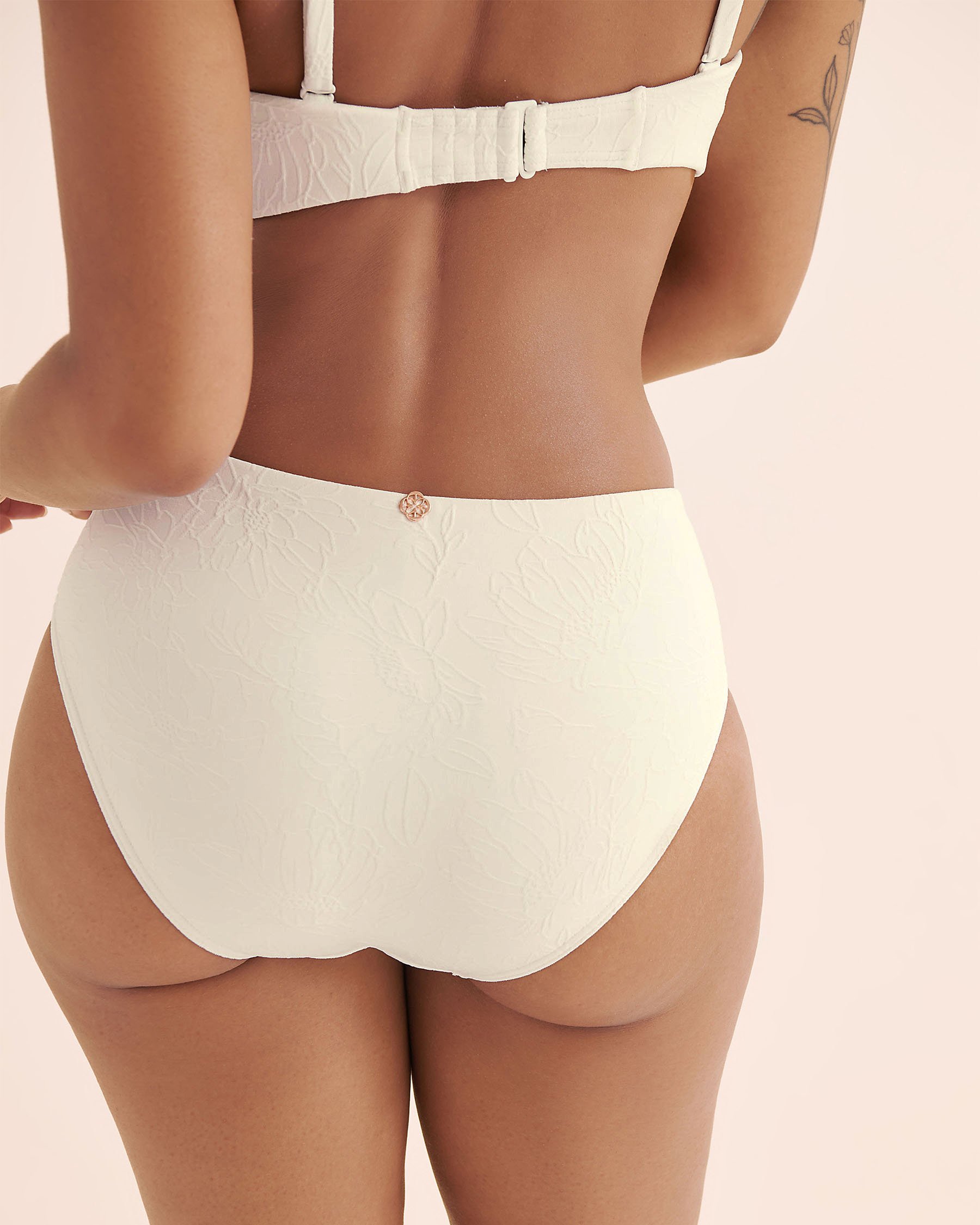 TURQUOISE COUTURE Bas de bikini taille mi-haute texturée Blanc 01300505 - View3