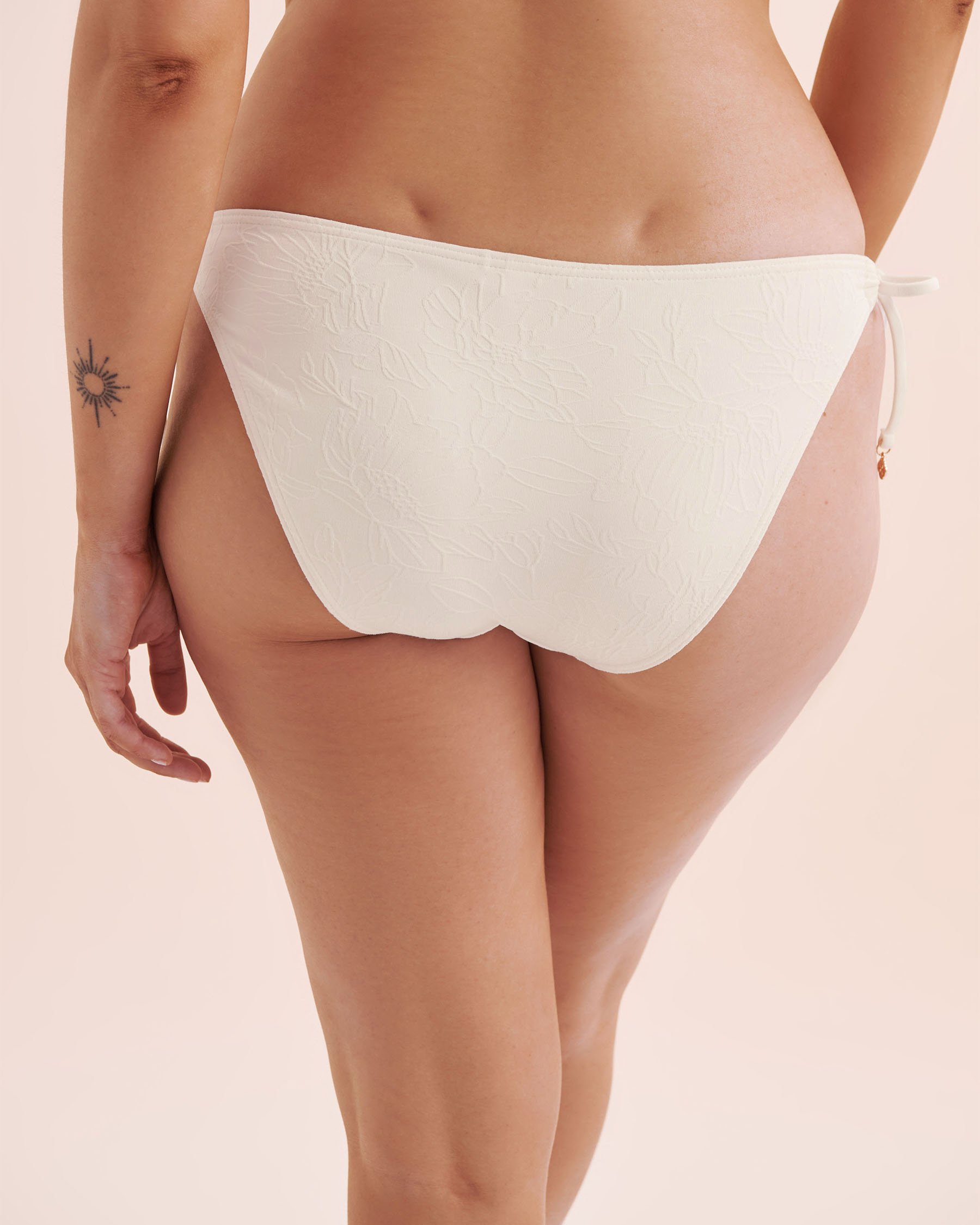 TURQUOISE COUTURE Bas de bikini taille basse texturé Blanc 01300506 - View5