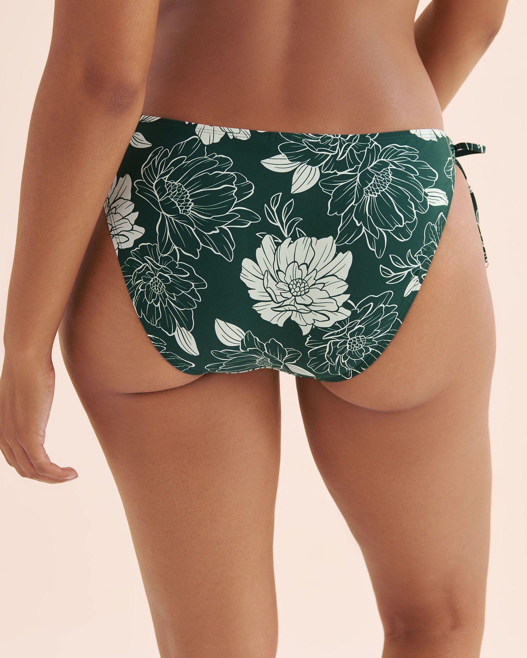TURQUOISE COUTURE Bas de bikini brésilien taille basse floral Vert et blanc 01300507 - Voir8