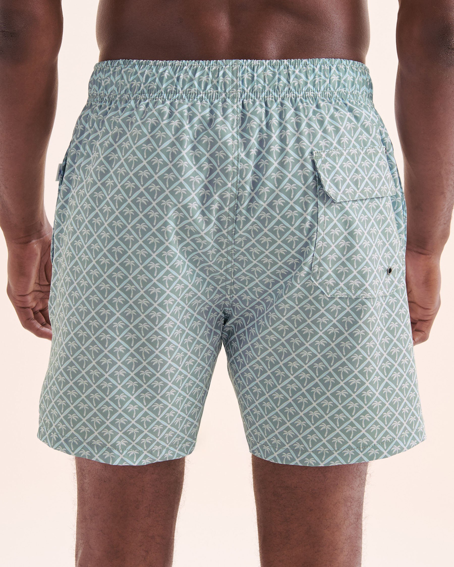 VINTAGE SUMMER 4-Way Stretch Printed Volley Swimsuit Green, blue, white V70917BV - View2