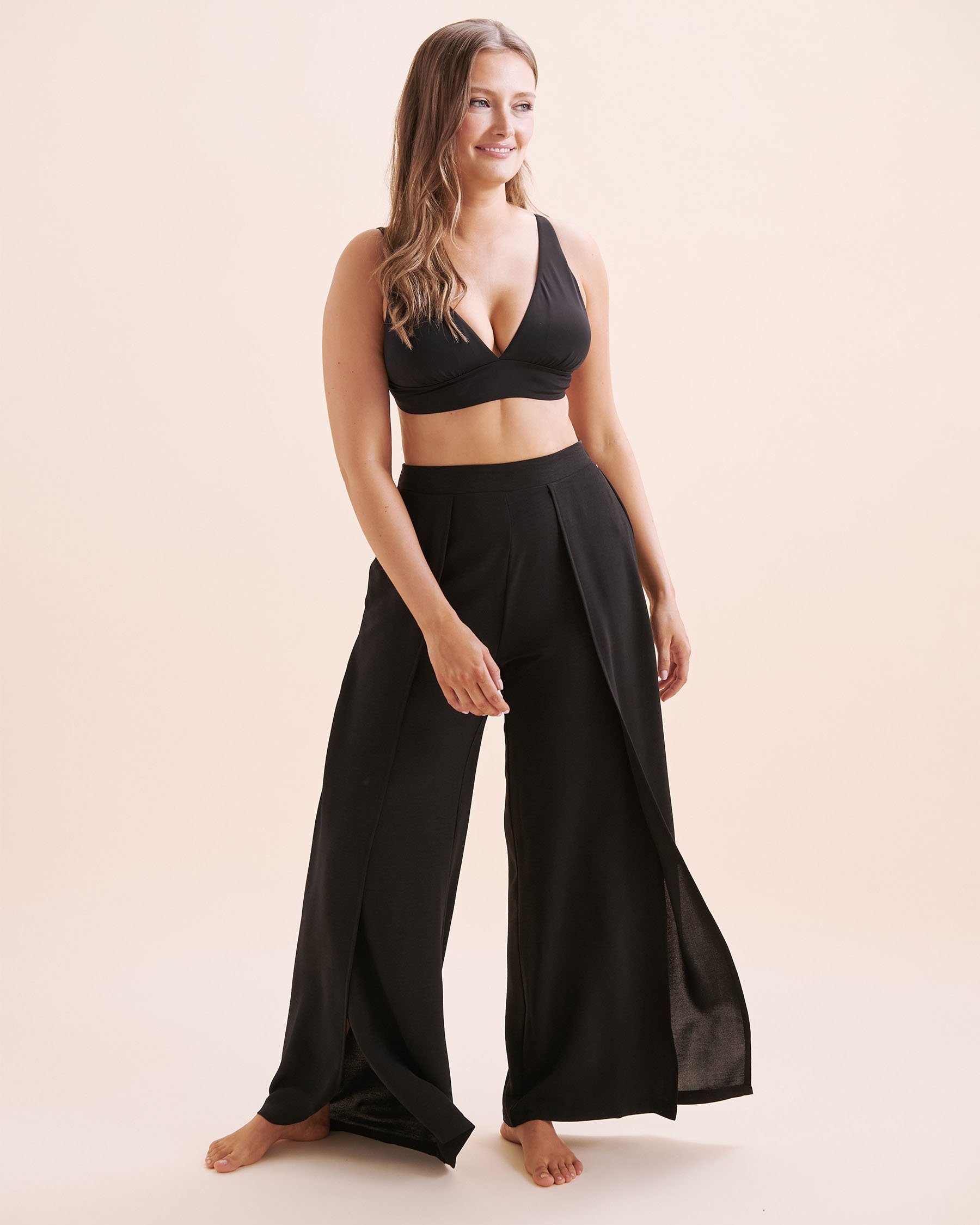 EVERYDAY SUNDAY Wide Leg Cover Up Pants Black ESBEAW05869A - View4
