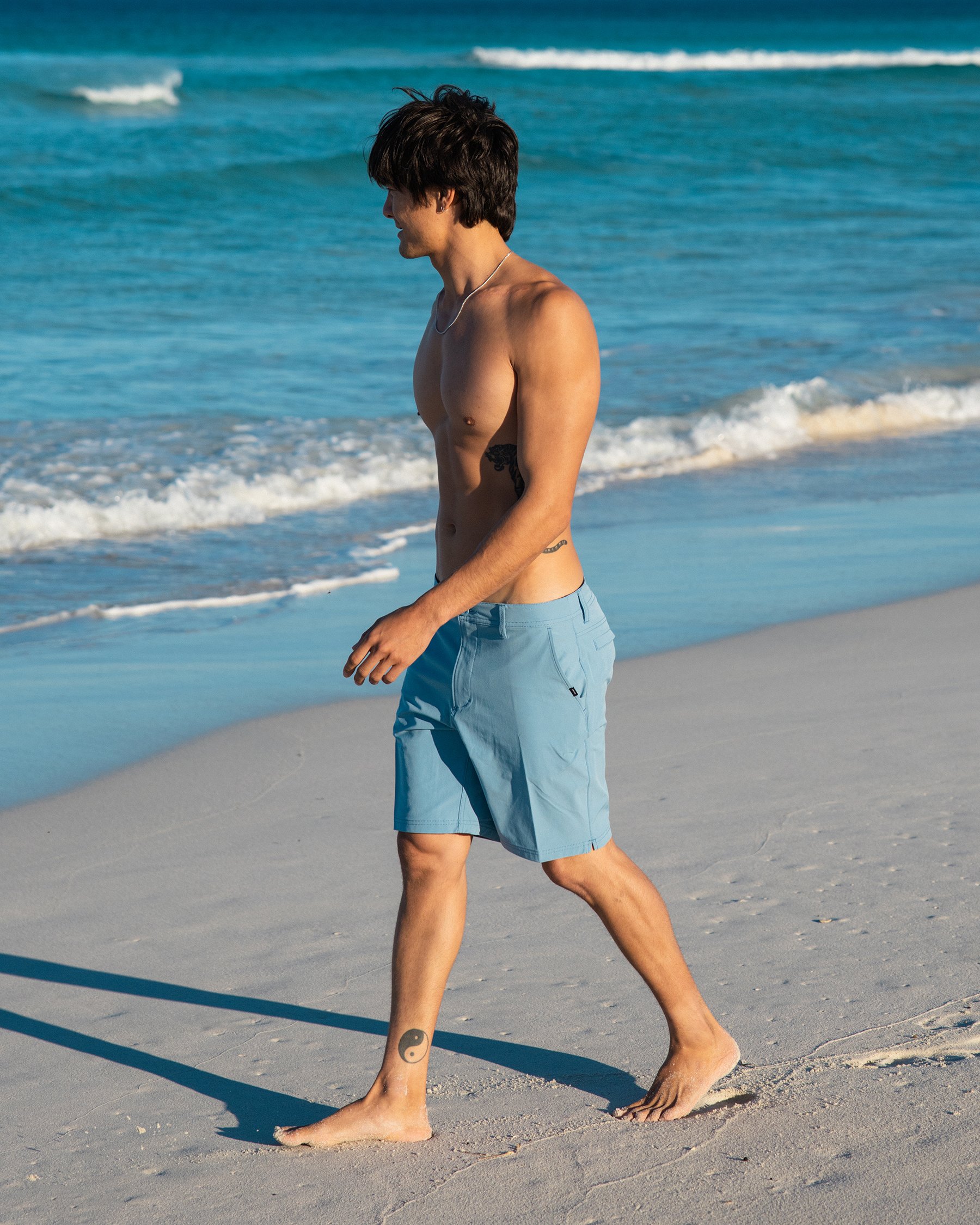 RIP CURL Phase Nineteen 19" Boardwalk Hybrid Short Faded Denim Blue 02ZMWS - View1