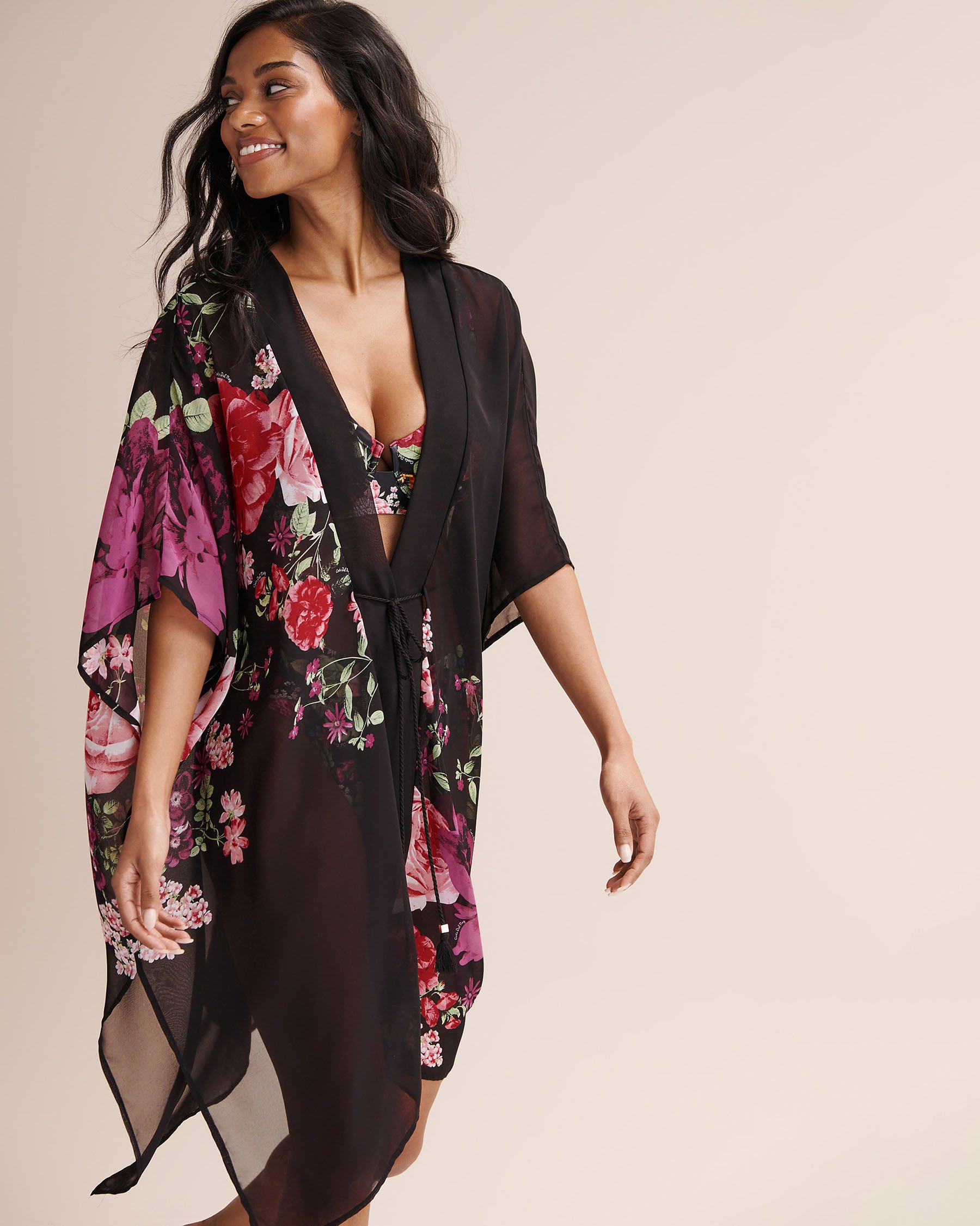 COSTA DEL REY Floral Caftan Black 02400059 - View7
