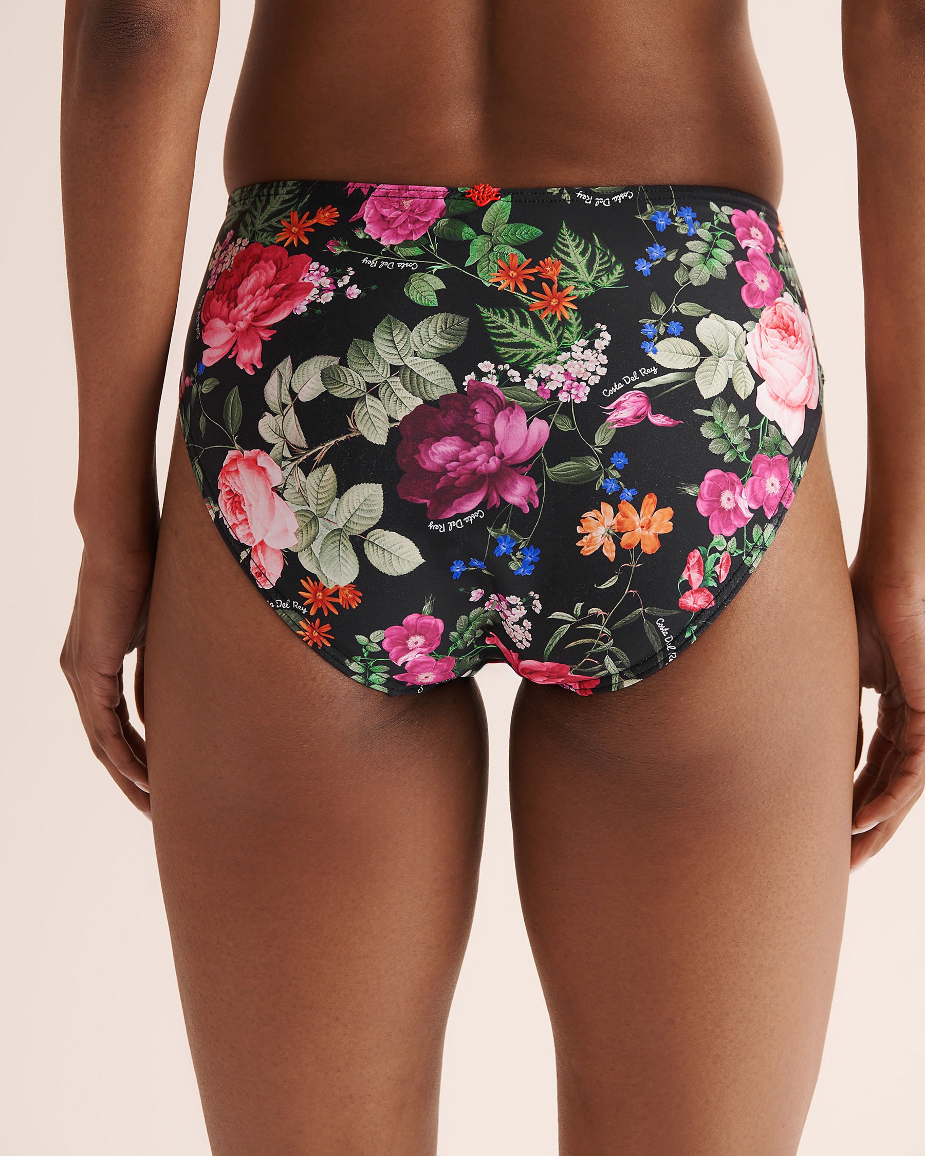 COSTA DEL REY Floral Mid-Rise Tummy Control Bikini Bottom Floral Black 01300543 - View4