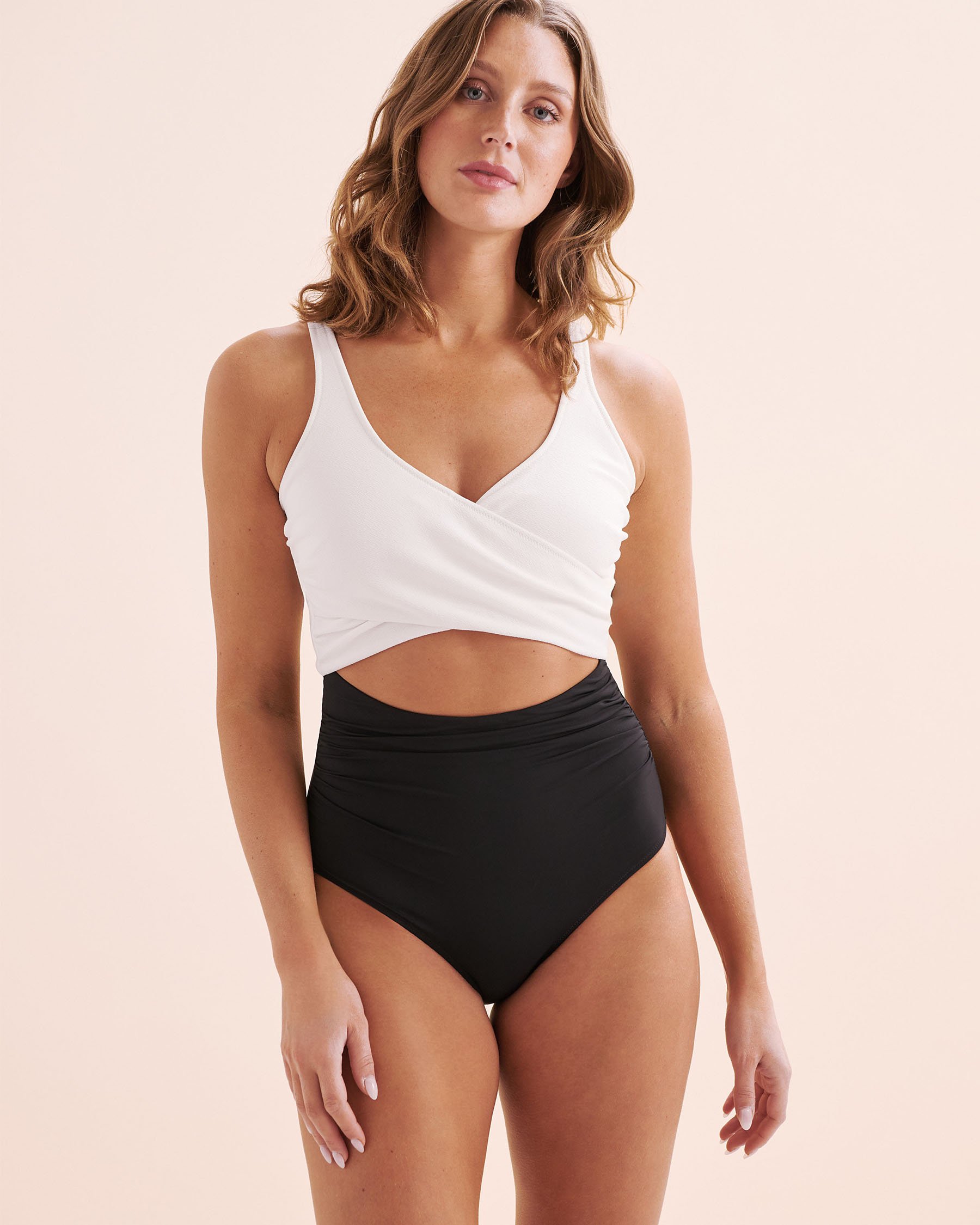 EVERYDAY SUNDAY Classic Wrap One-piece Swimsuit Black & White ESBEAW00964F - View2