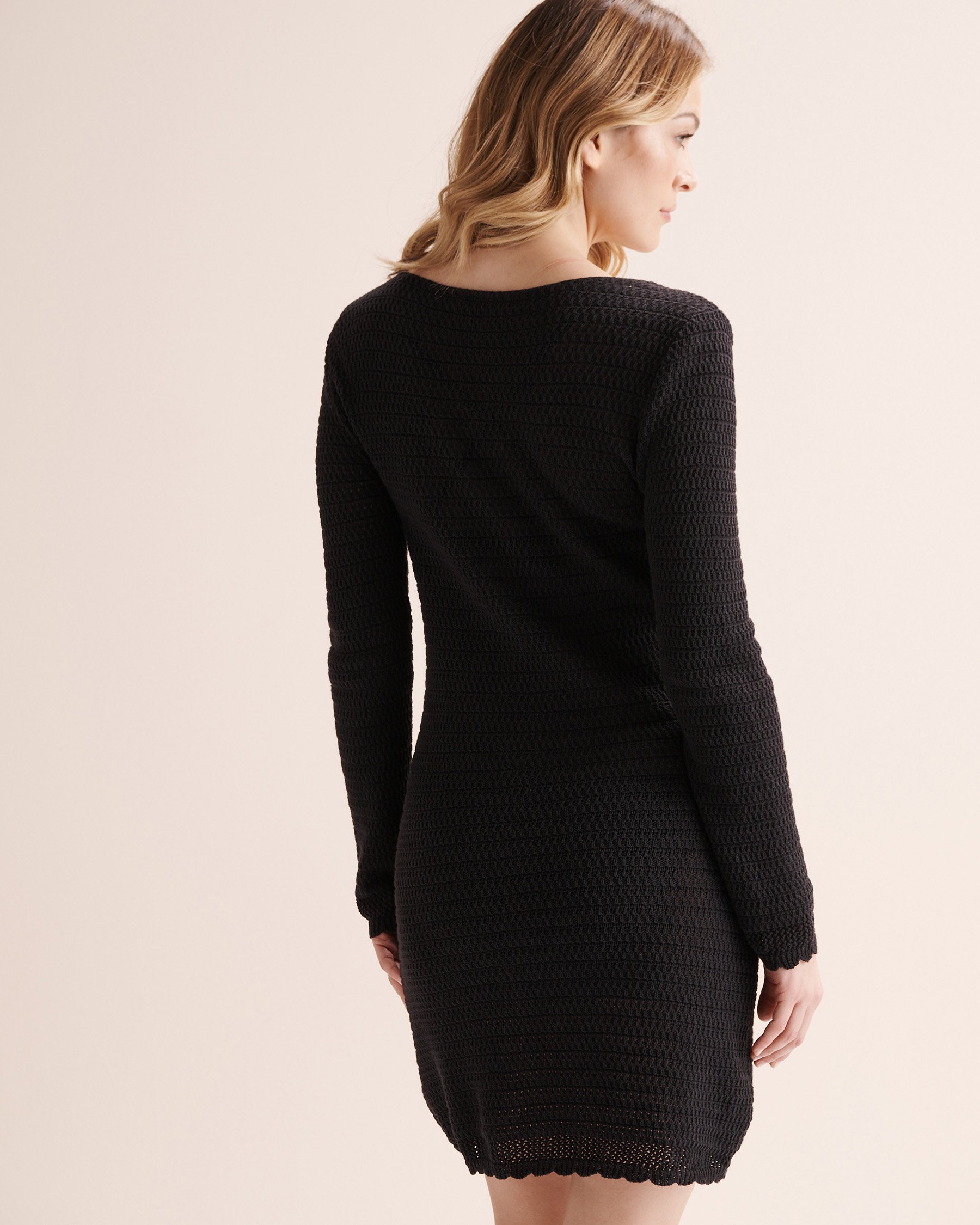 TURQUOISE COUTURE Robe à manches longues en crochet Noir 02300183 - View6