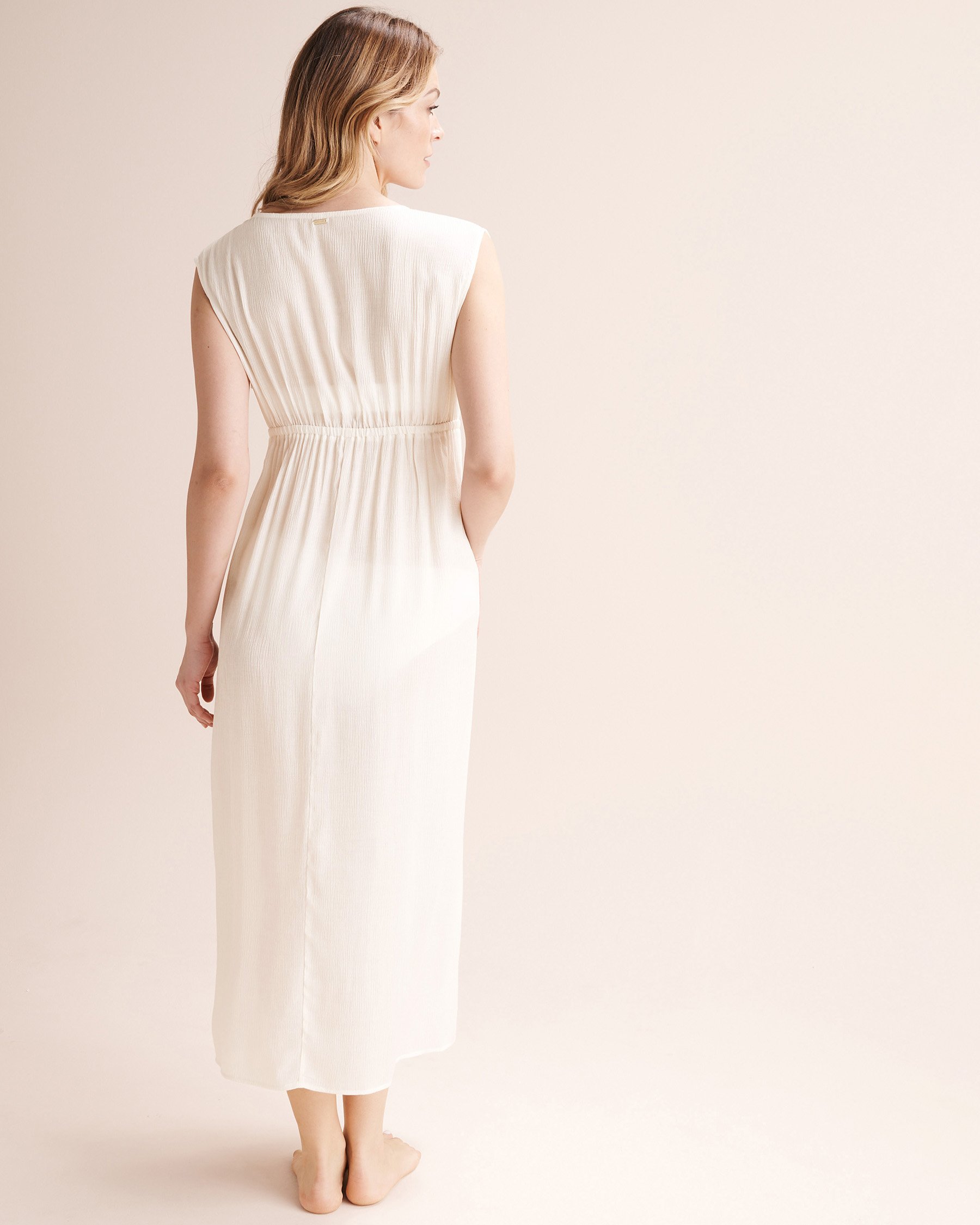 SANTEMARE Crinkle Viscose Dress White 02300181 - View2