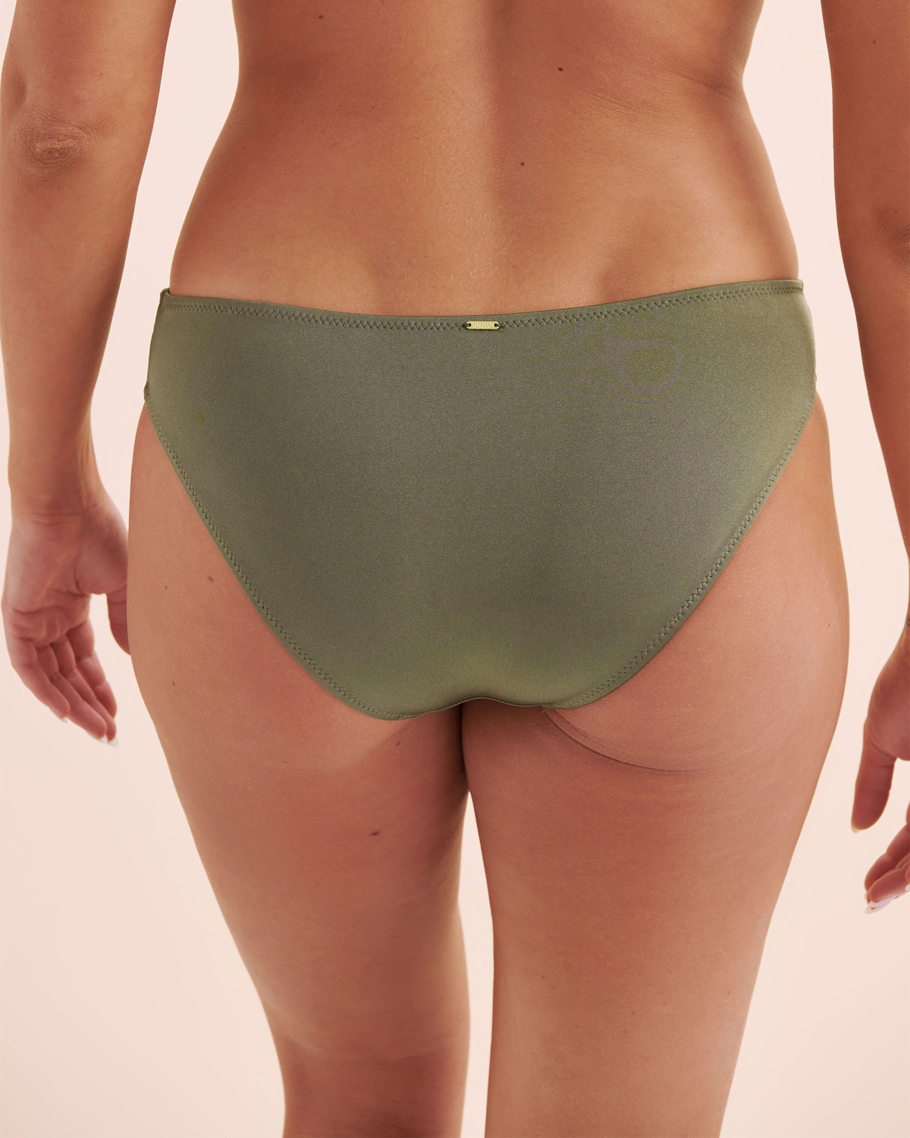 EVERYDAY SUNDAY Classic Shirred Sides Bikini Bottom Green Olive ESBEAW05769A - View3