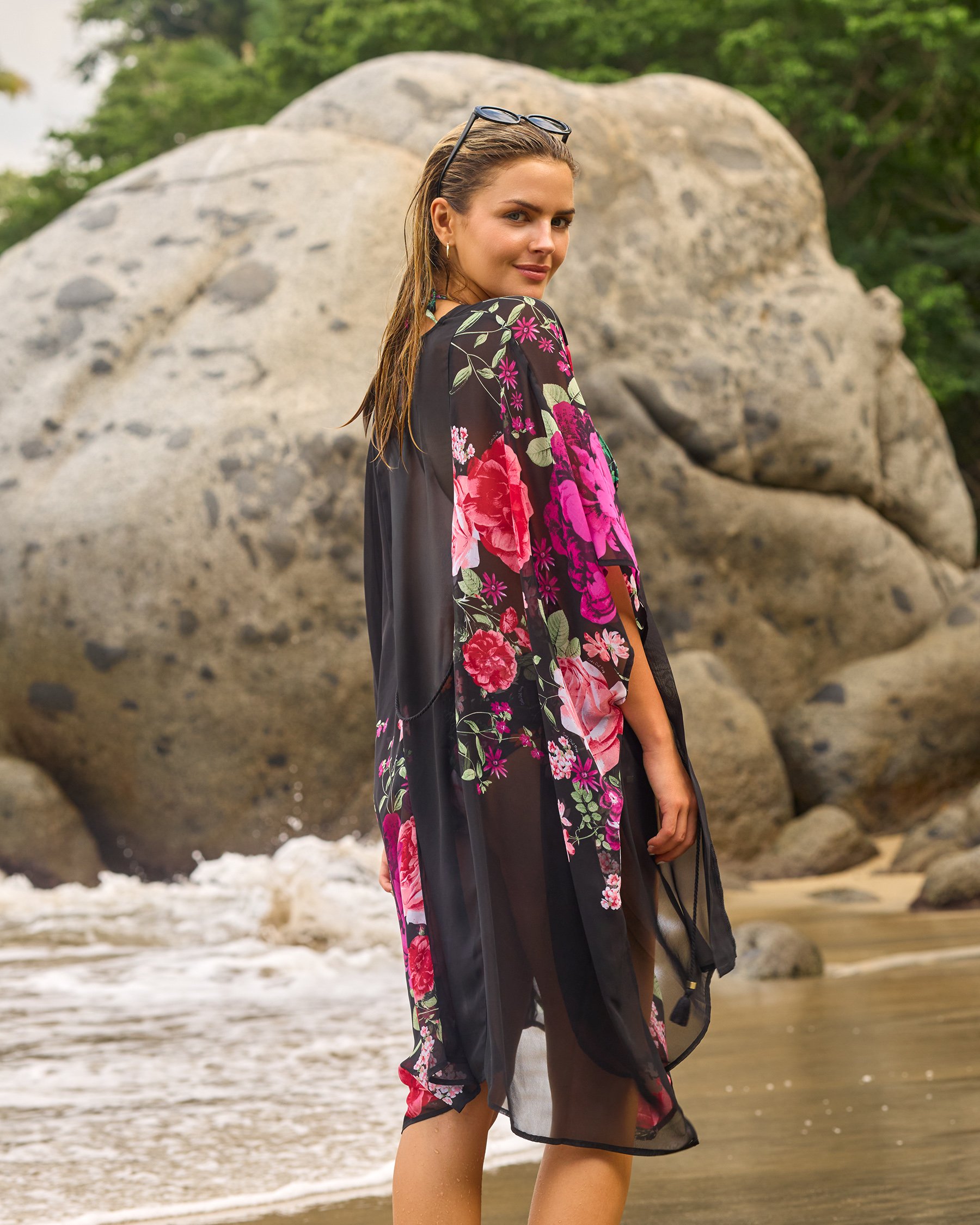 COSTA DEL REY Floral Caftan Black 02400059 - View2