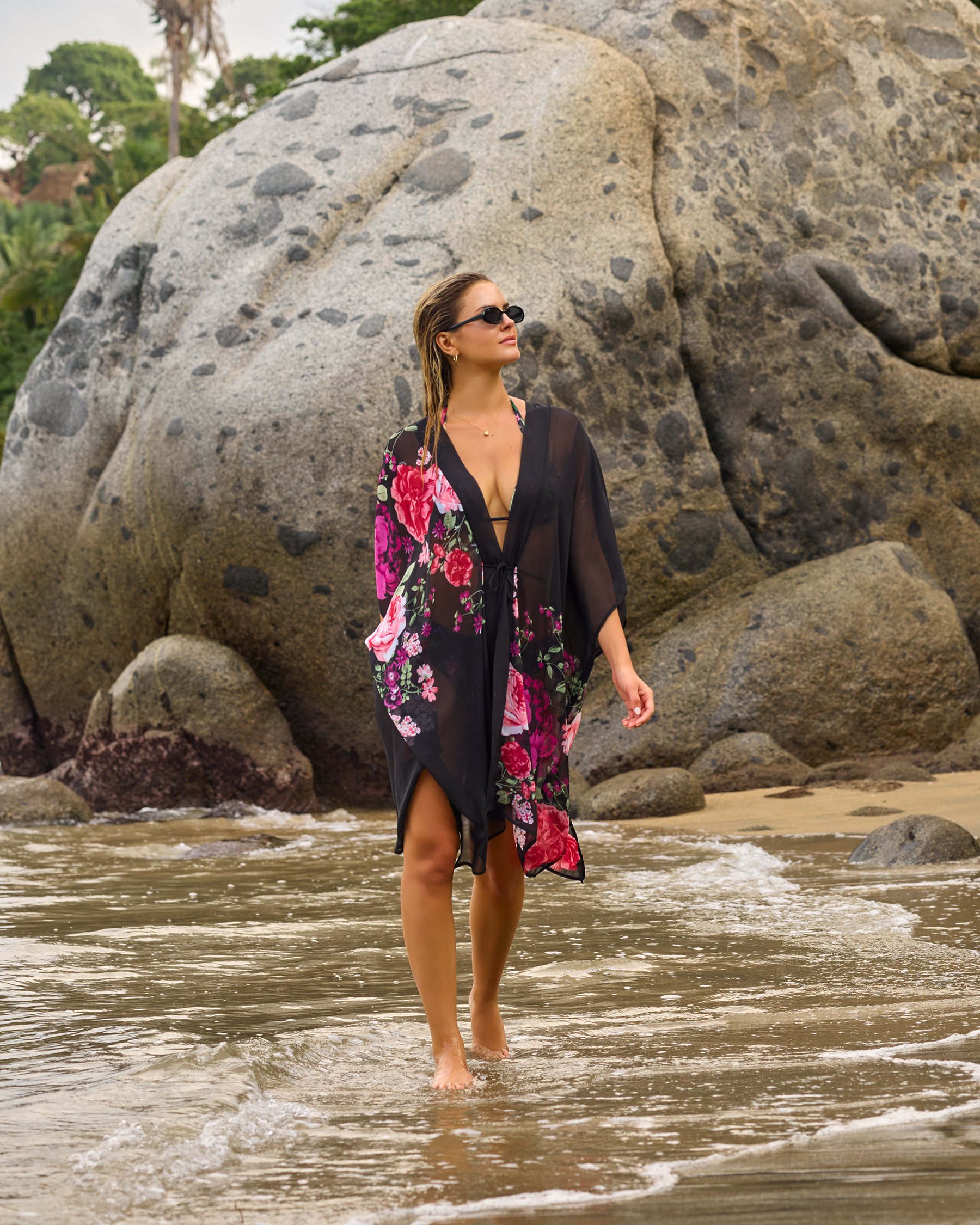 COSTA DEL REY Floral Caftan Black 02400059 - View3