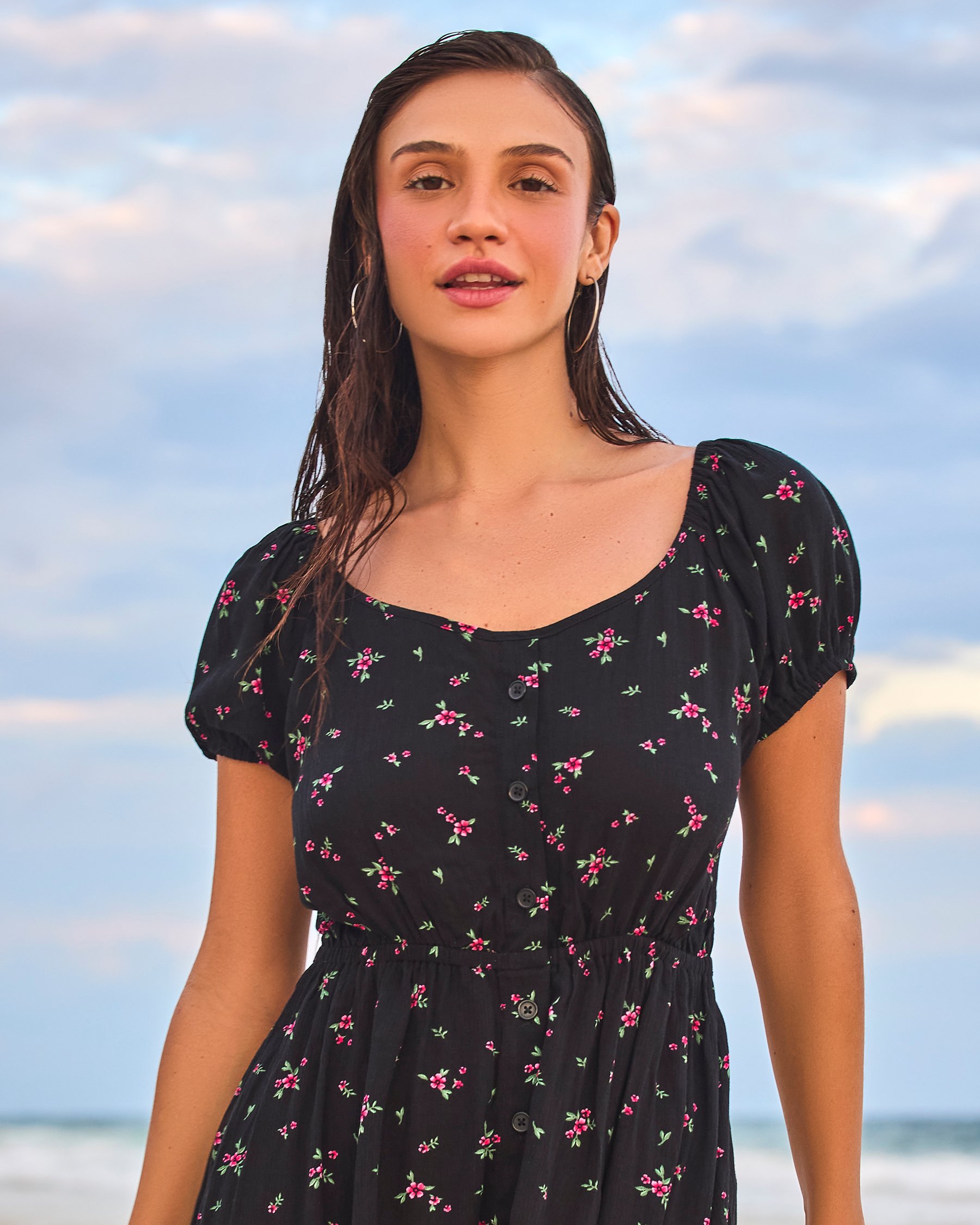 TROPIK Gauze Floral Dress Black 02300188 - View2