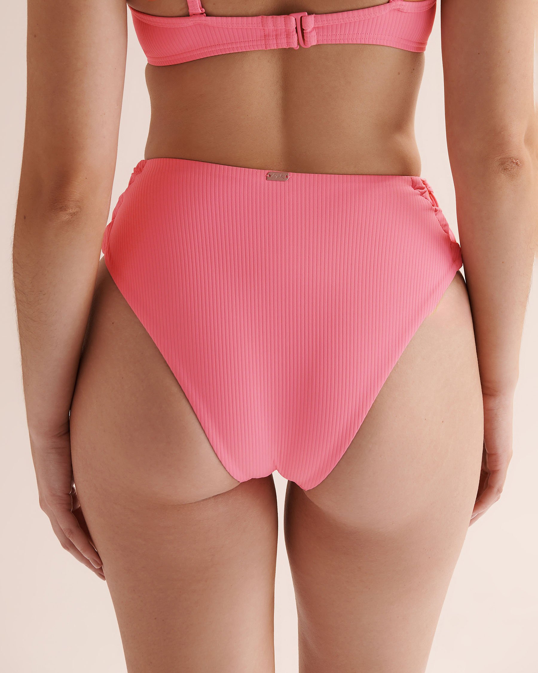 TROPIK Ribbed High-Rise Cheeky Bikini Bottom Cosmos Pink 01300538 - View2