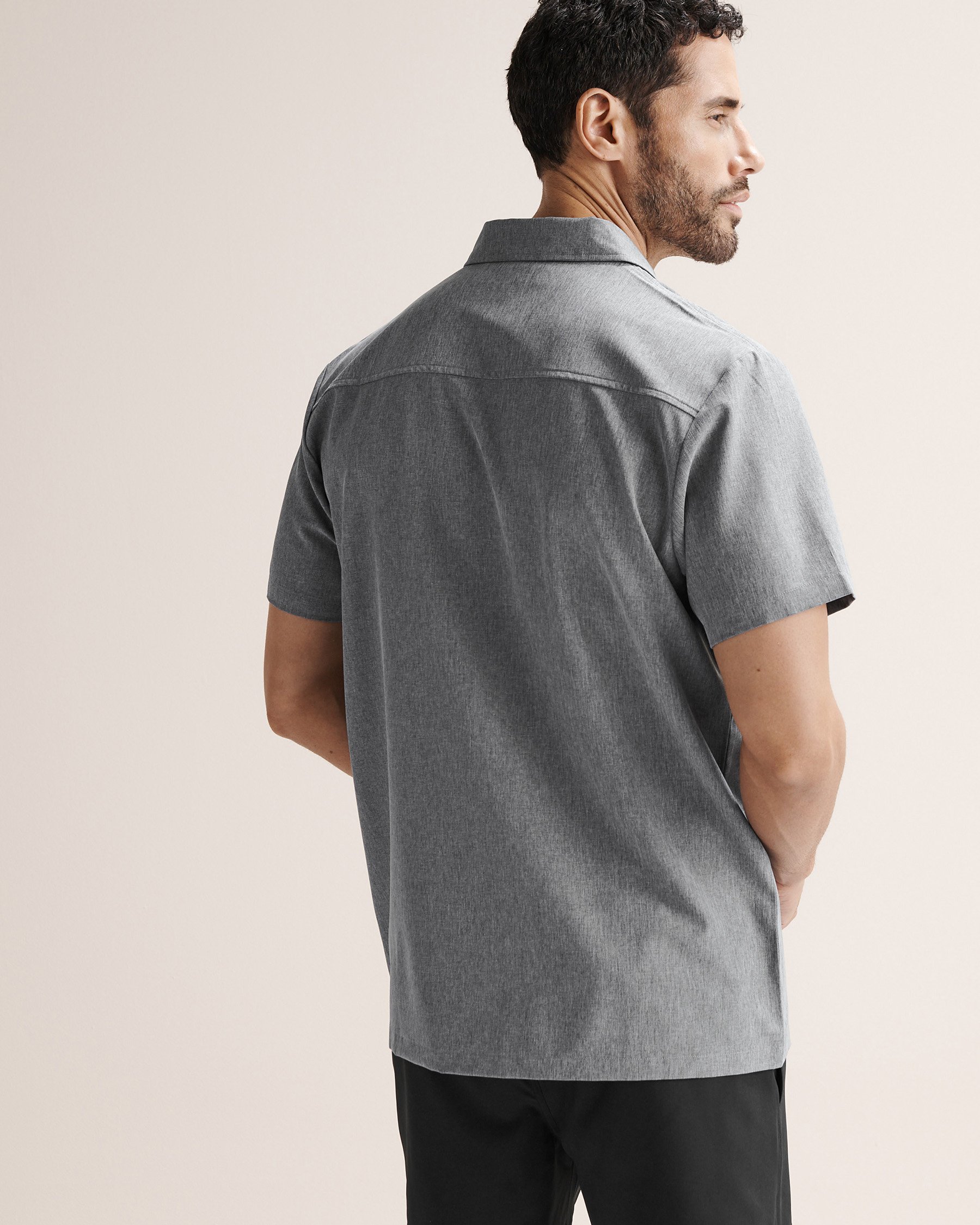 HAMABE Chemise à manches courtes hybride Bleu marin chiné 04100054 - View2