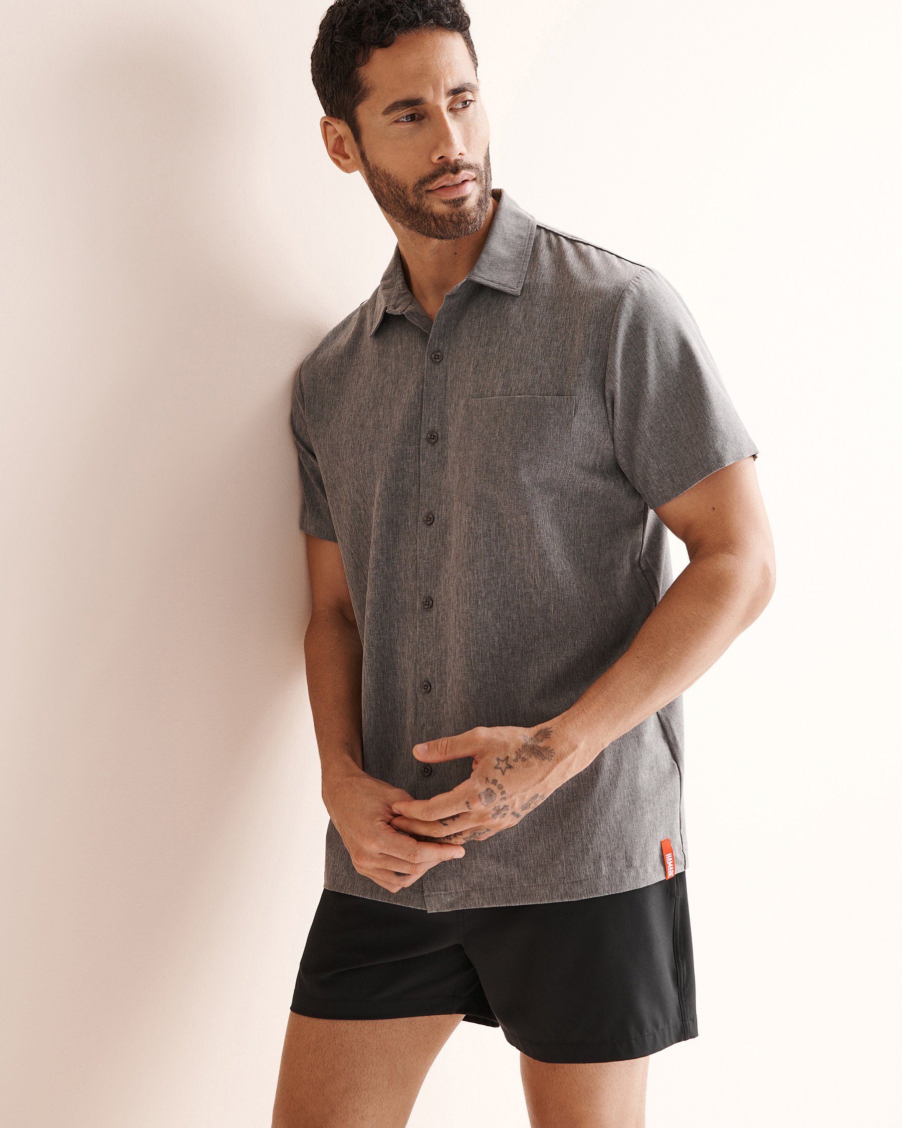 HAMABE Chemise à manches courtes hybride Gris chiné 04100054 - View2