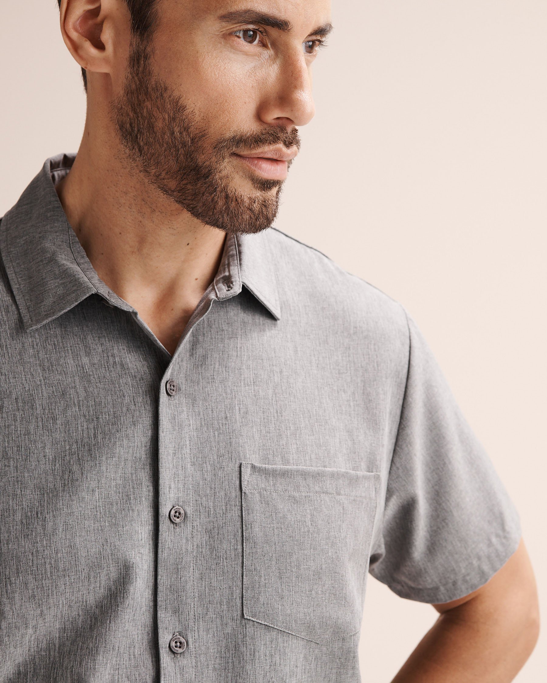 HAMABE Chemise à manches courtes hybride Gris chiné 04100054 - Voir4