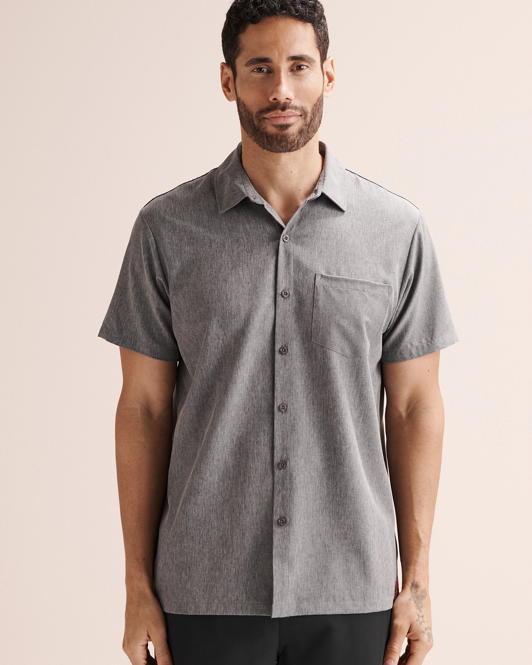 HAMABE Chemise à manches courtes hybride Gris chiné 04100054 - Voir5