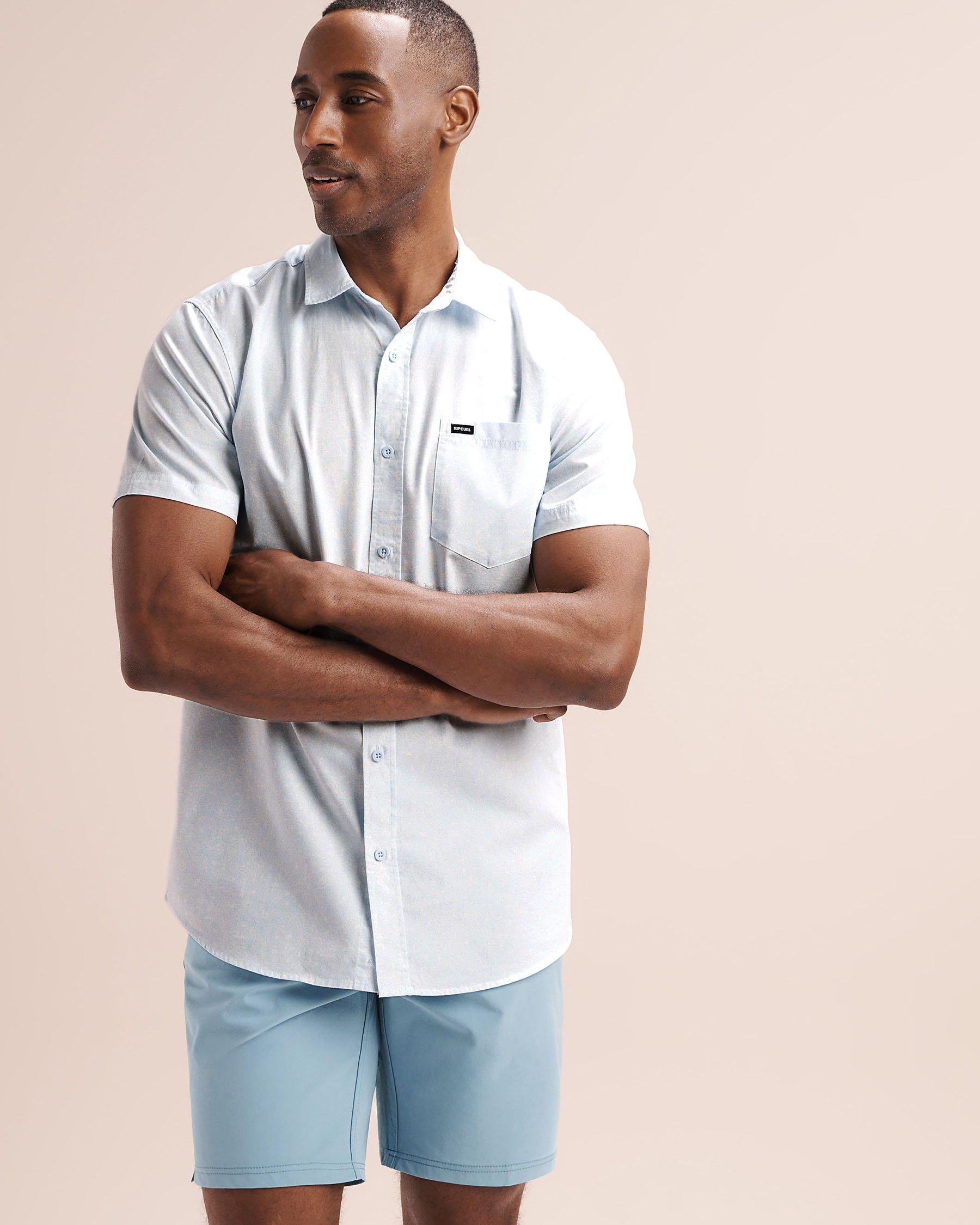 RIP CURL Hypno Micro Short Sleeves Shirt Glacier Blue 06MMSH - View1