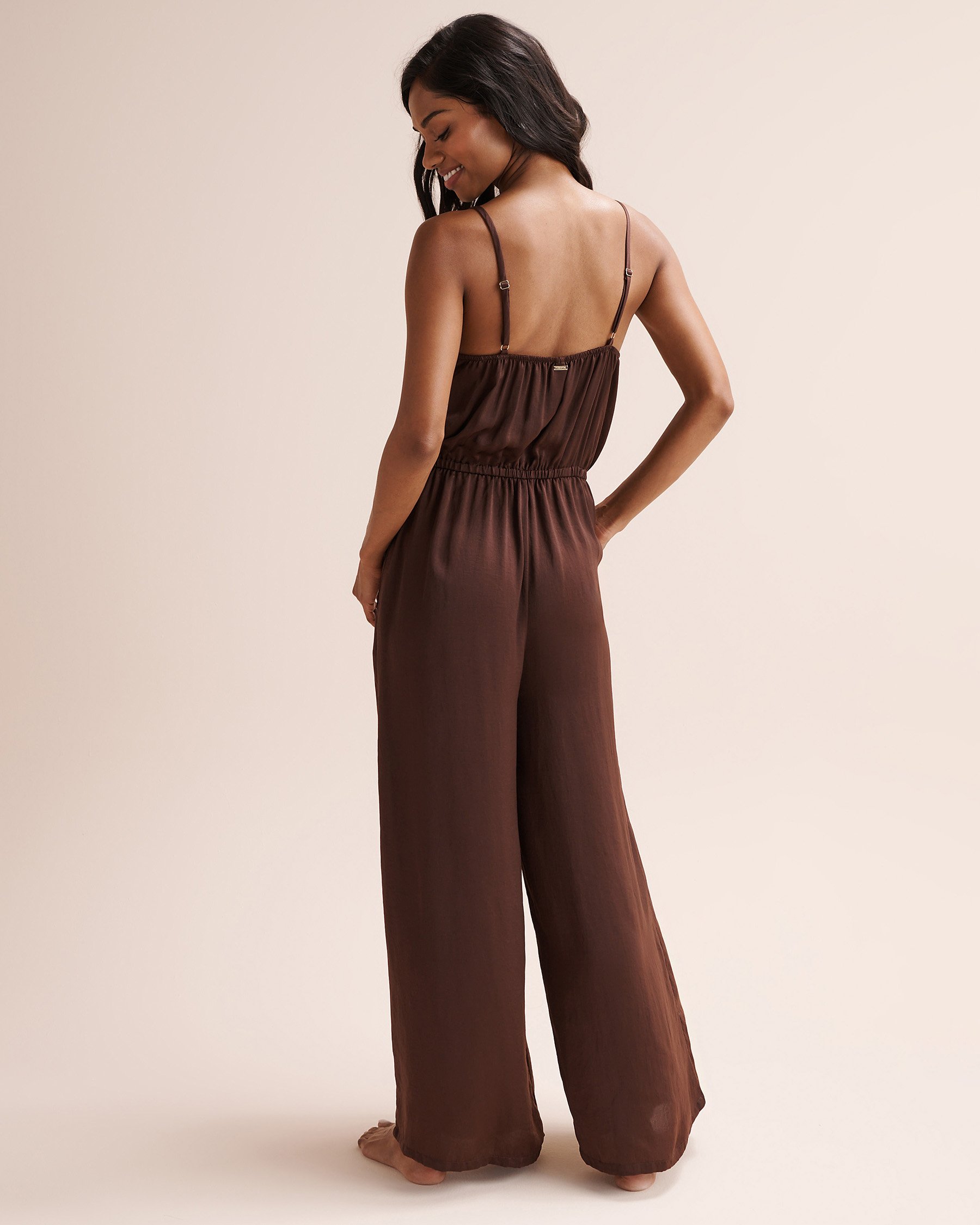 SANTEMARE Satin Jumpsuit Brown 02300189 - View2