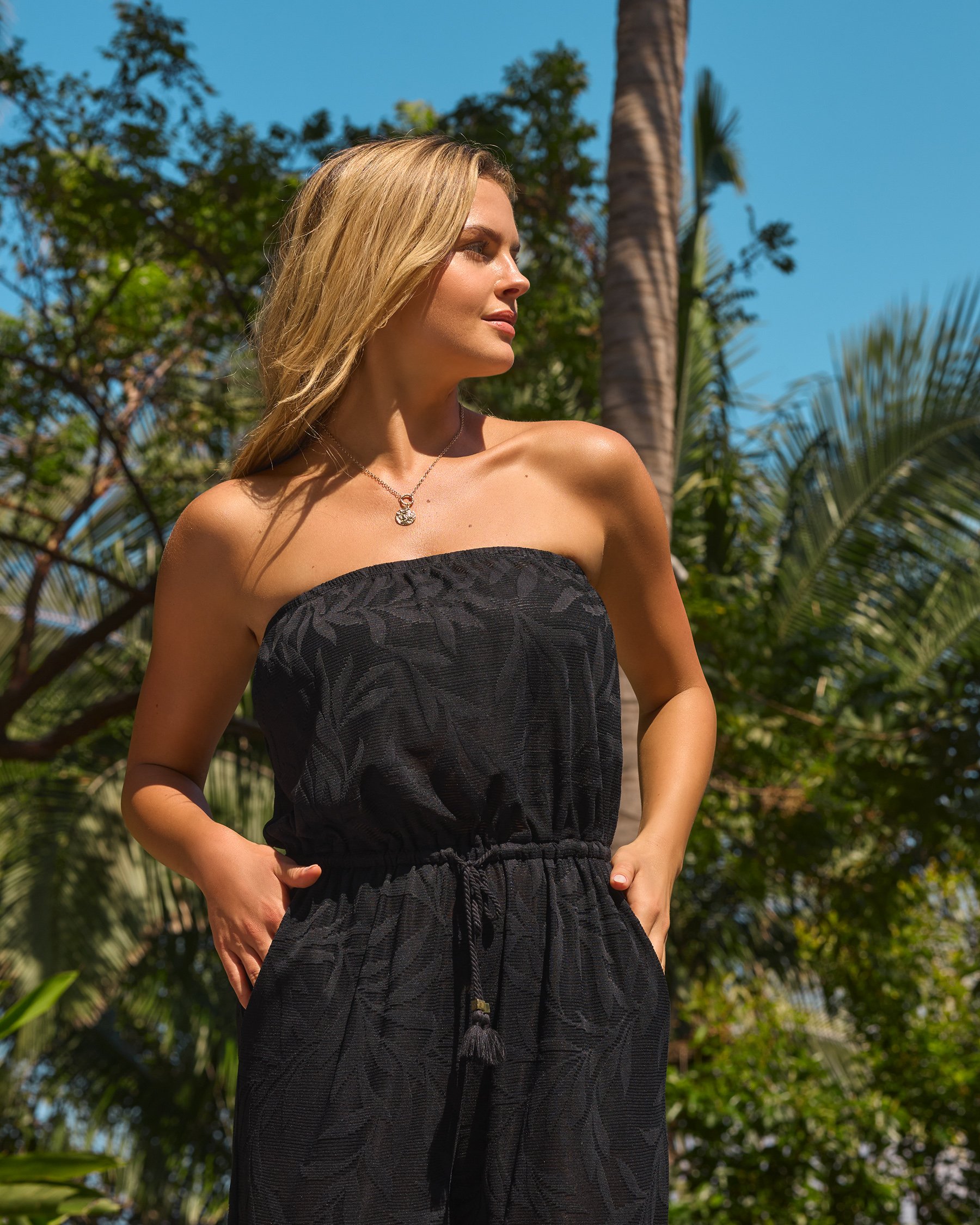 COSTA DEL REY Leaf Bandeau Jumpsuit Black 02300185 - View3