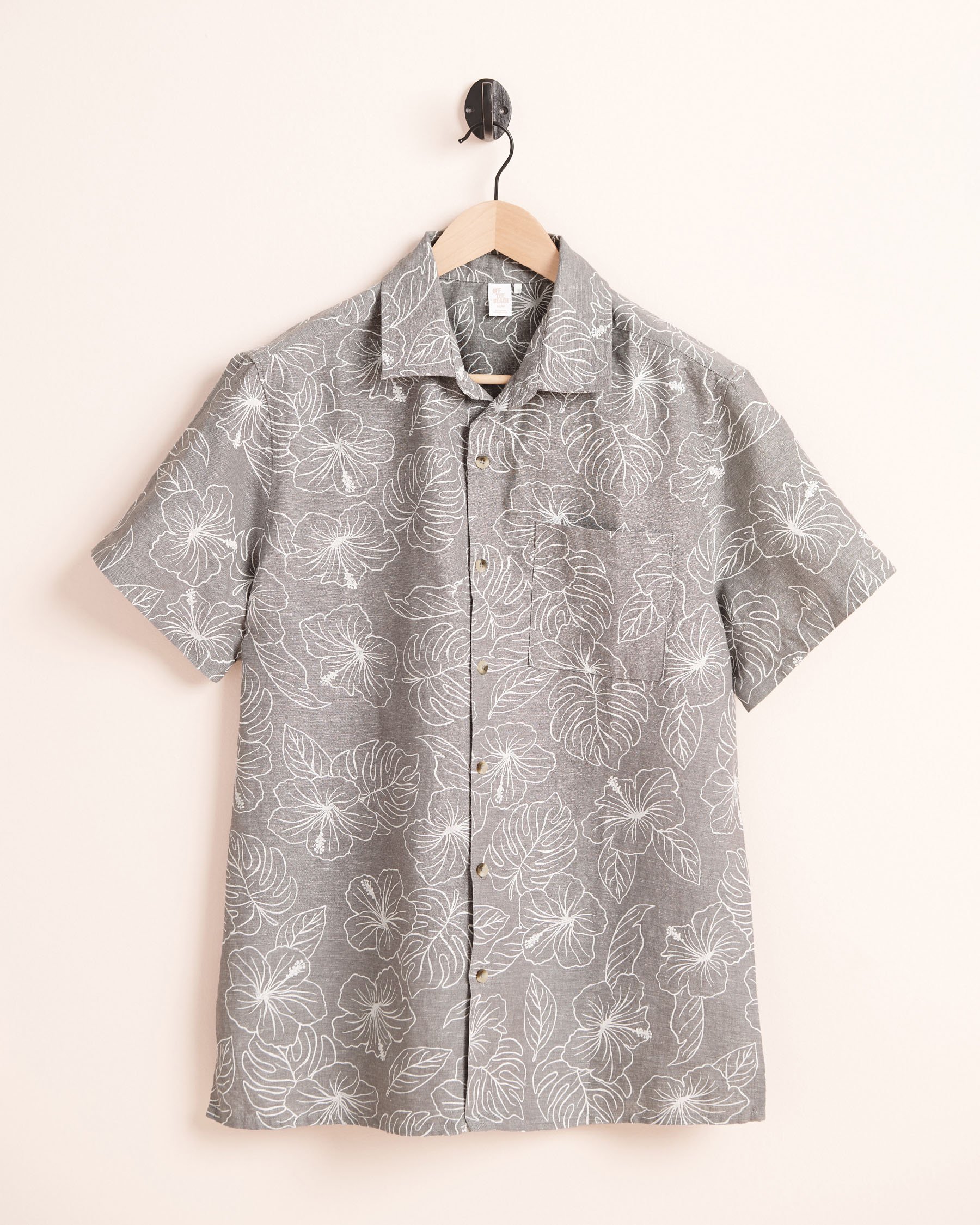OFF THE BEACH Linen Blend Short Sleeves Shirt Grey 04100070 - View1