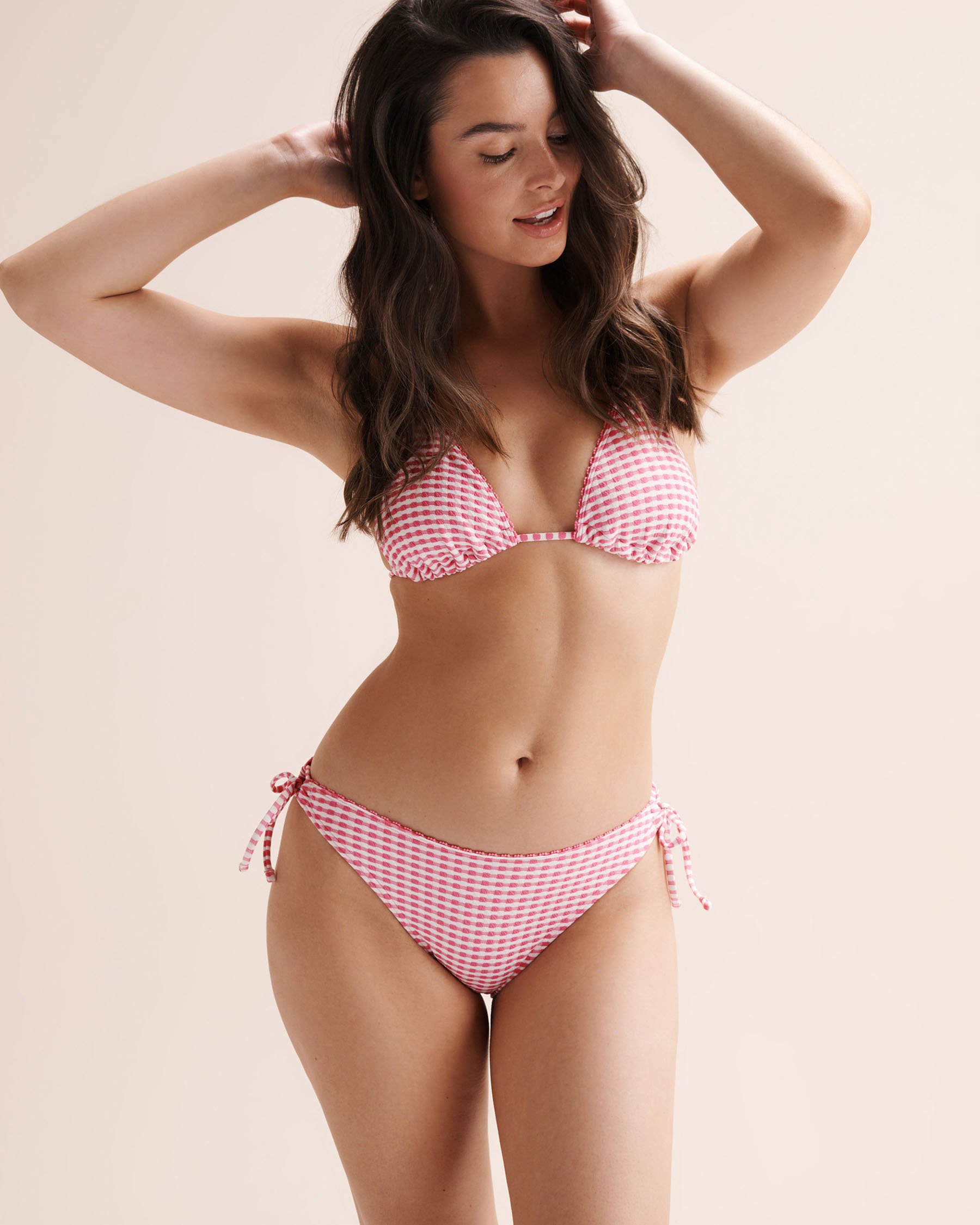 TROPIK Plaid Side Tie Bikini Bottom Cosmos Pink 01300540 - View7