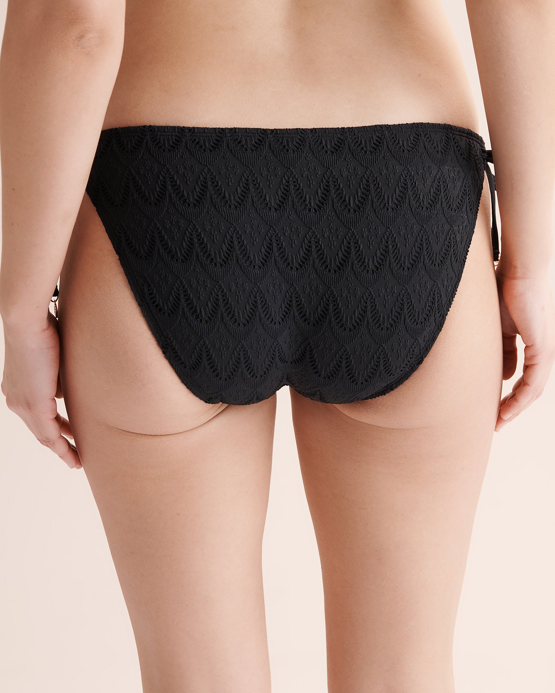 TURQUOISE COUTURE Textured Side Tie Bikini Bottom Black 01300525 - View2