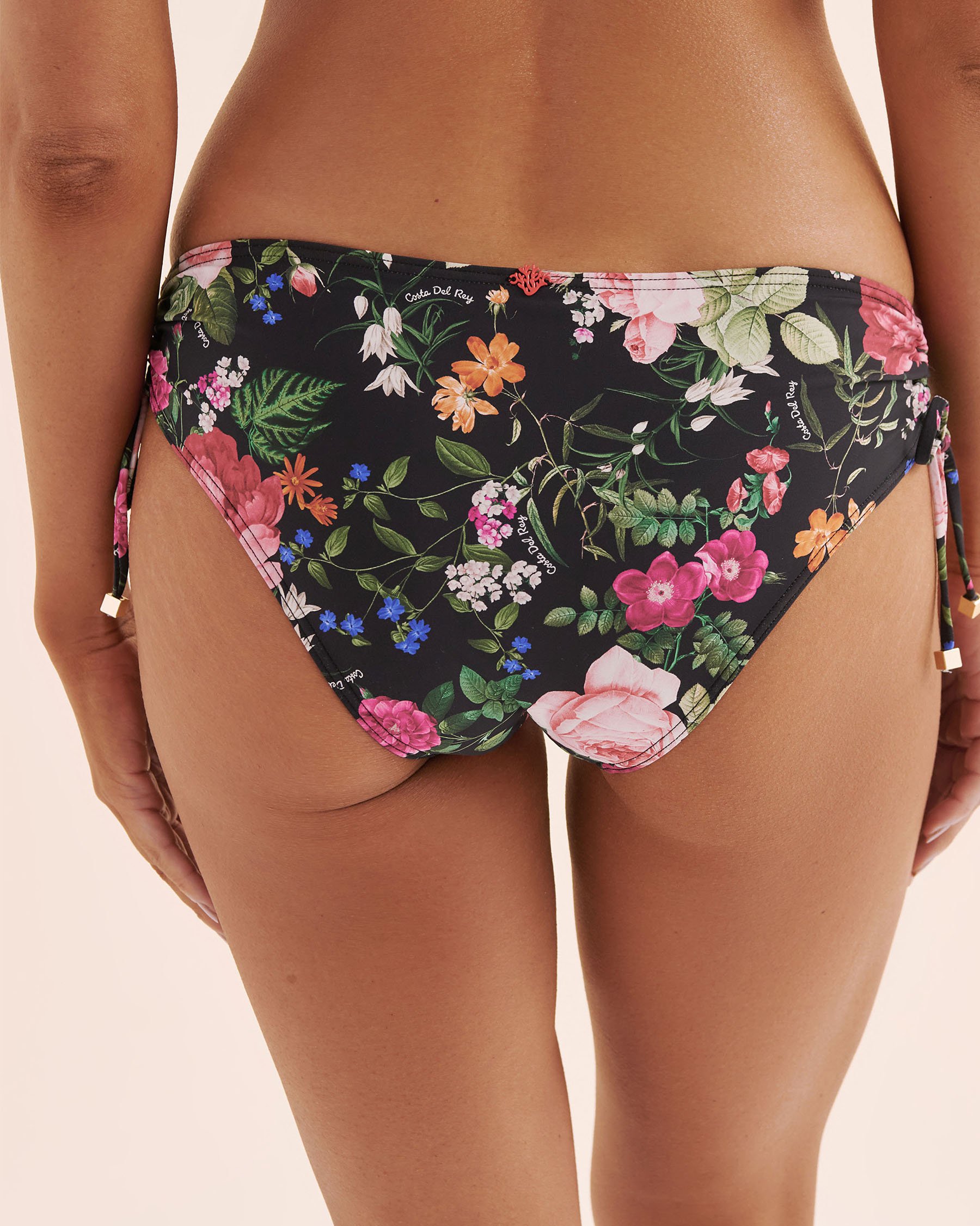 COSTA DEL REY Floral Side Ties Brazilian Bikini Bottom Floral Black 01300542 - View5