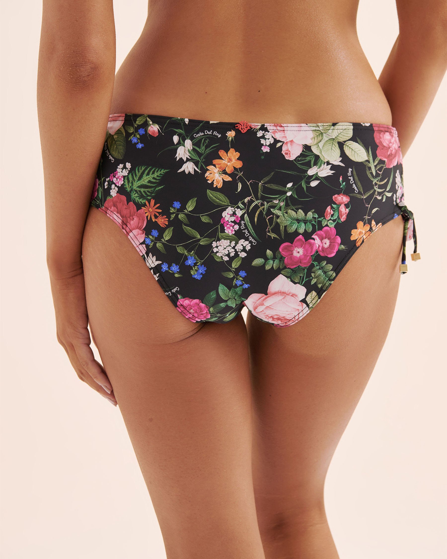 COSTA DEL REY Floral Side Ties Brazilian Bikini Bottom Floral Black 01300542 - View8