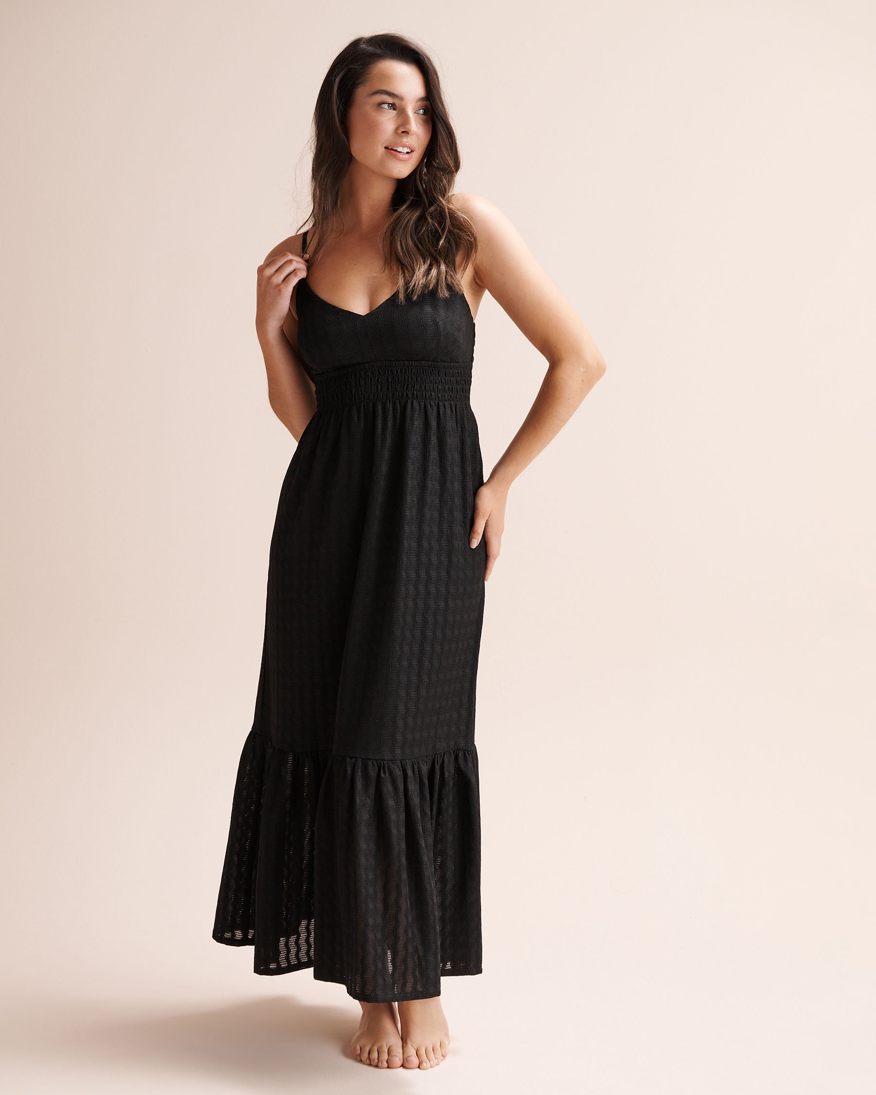TROPIK Textured Maxi Dress Black 02300182 - View1
