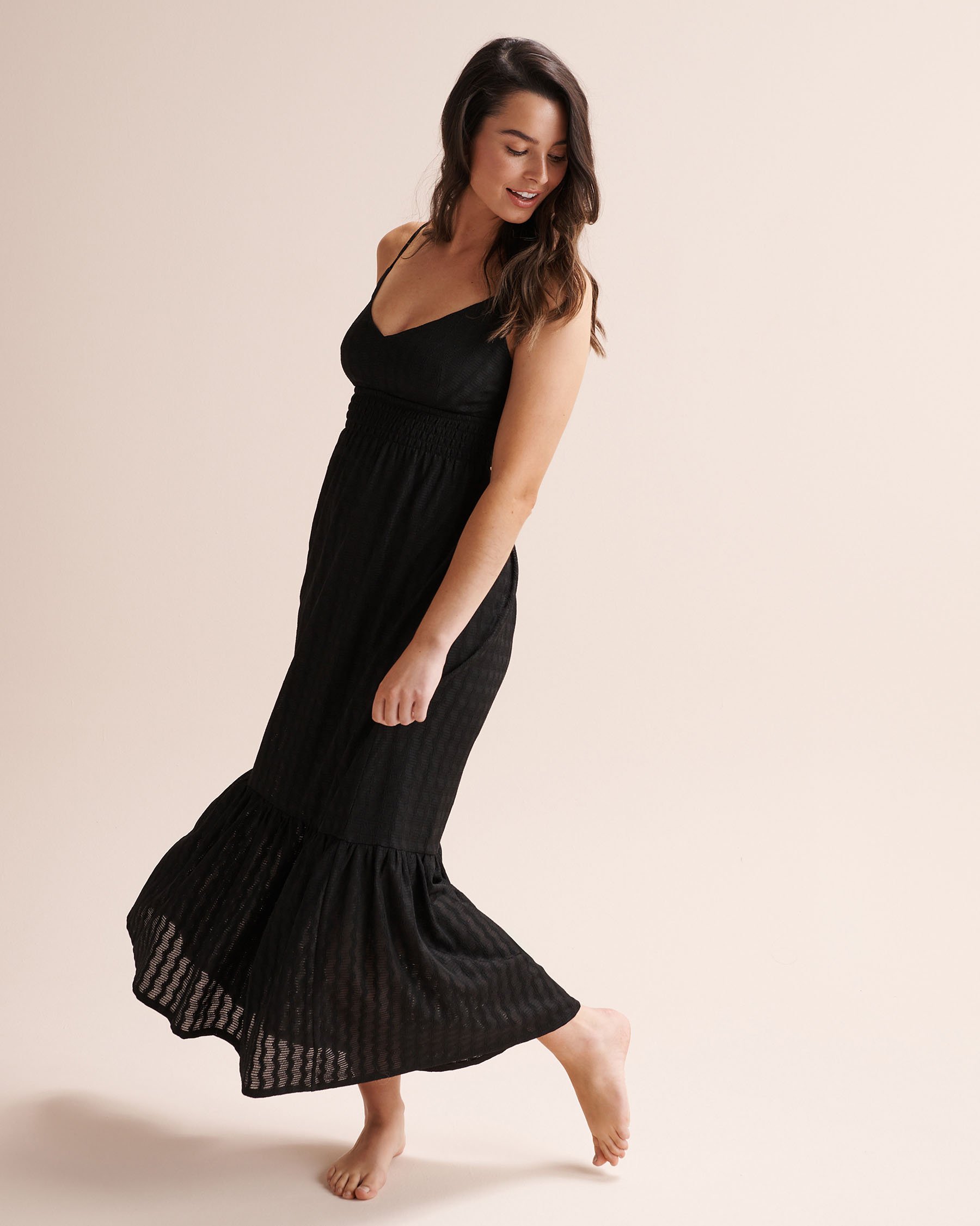 TROPIK Textured Maxi Dress Black 02300182 - View4