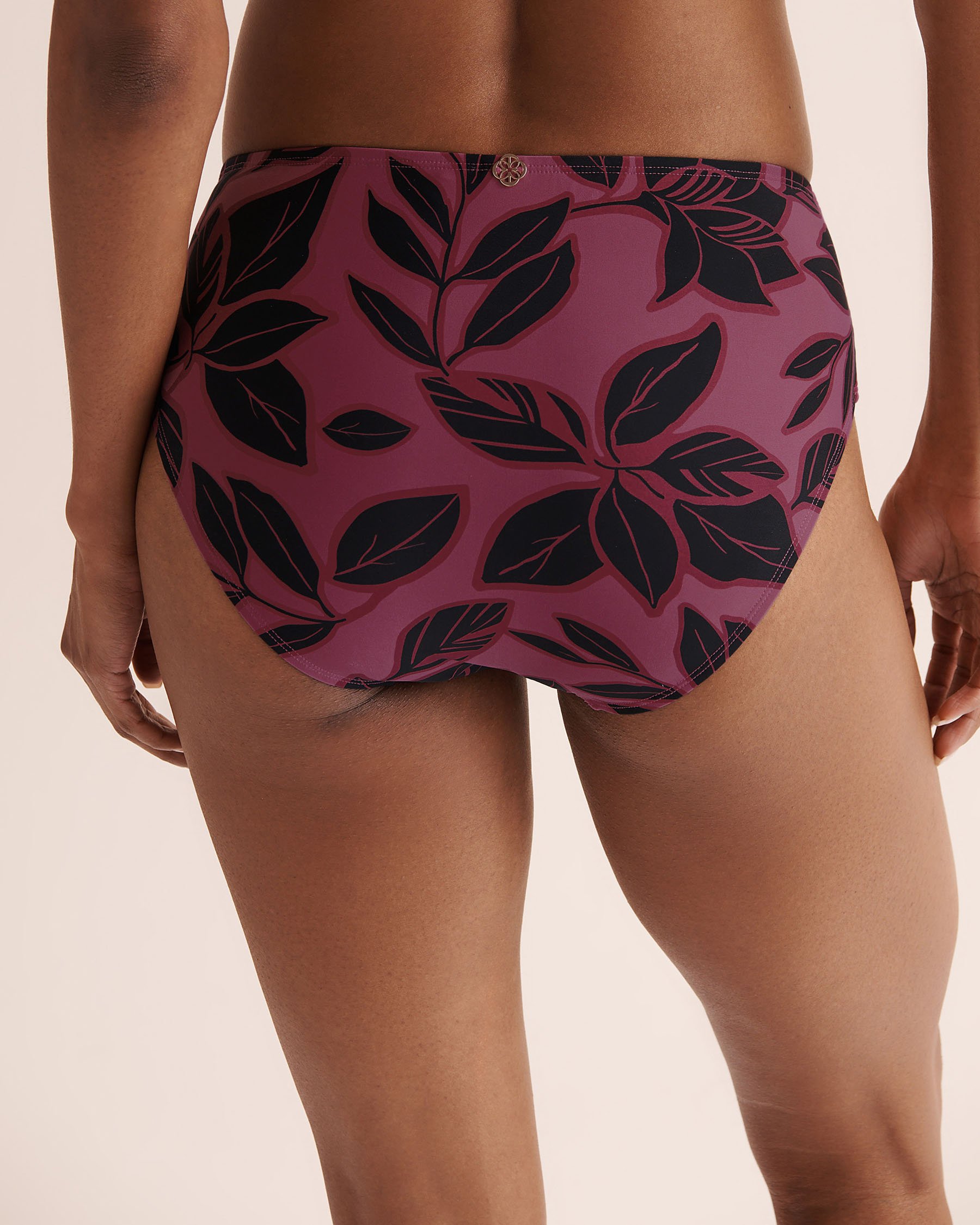 TURQUOISE COUTURE Shirred Mid-Rise Bikini Bottom Violet and black 01300524 - View5