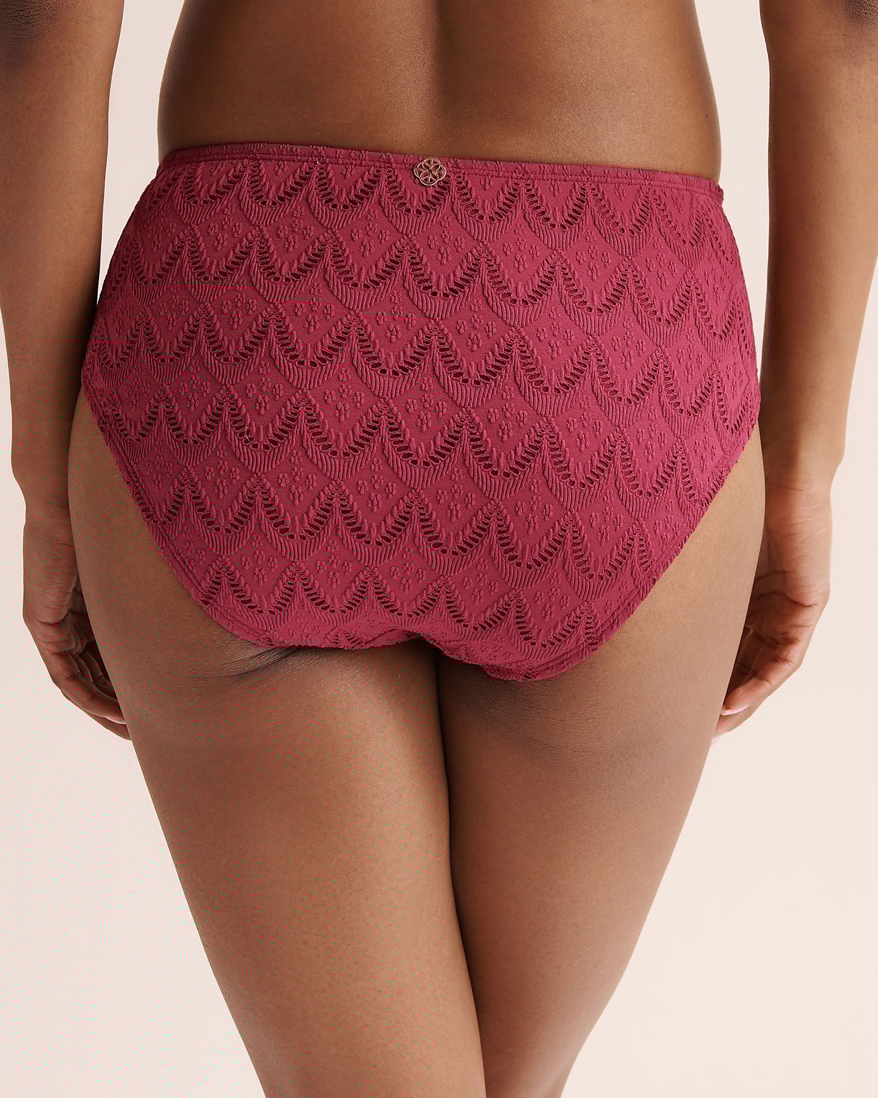 TURQUOISE COUTURE Bas de bikini texturé mi-haut Violet Beaujolais 01300526 - View4