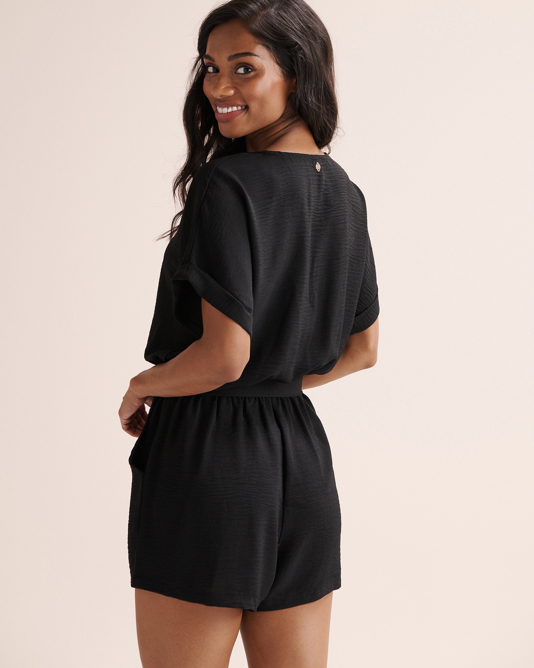 TURQUOISE COUTURE Crinkle Romper Black 02300187 - View2